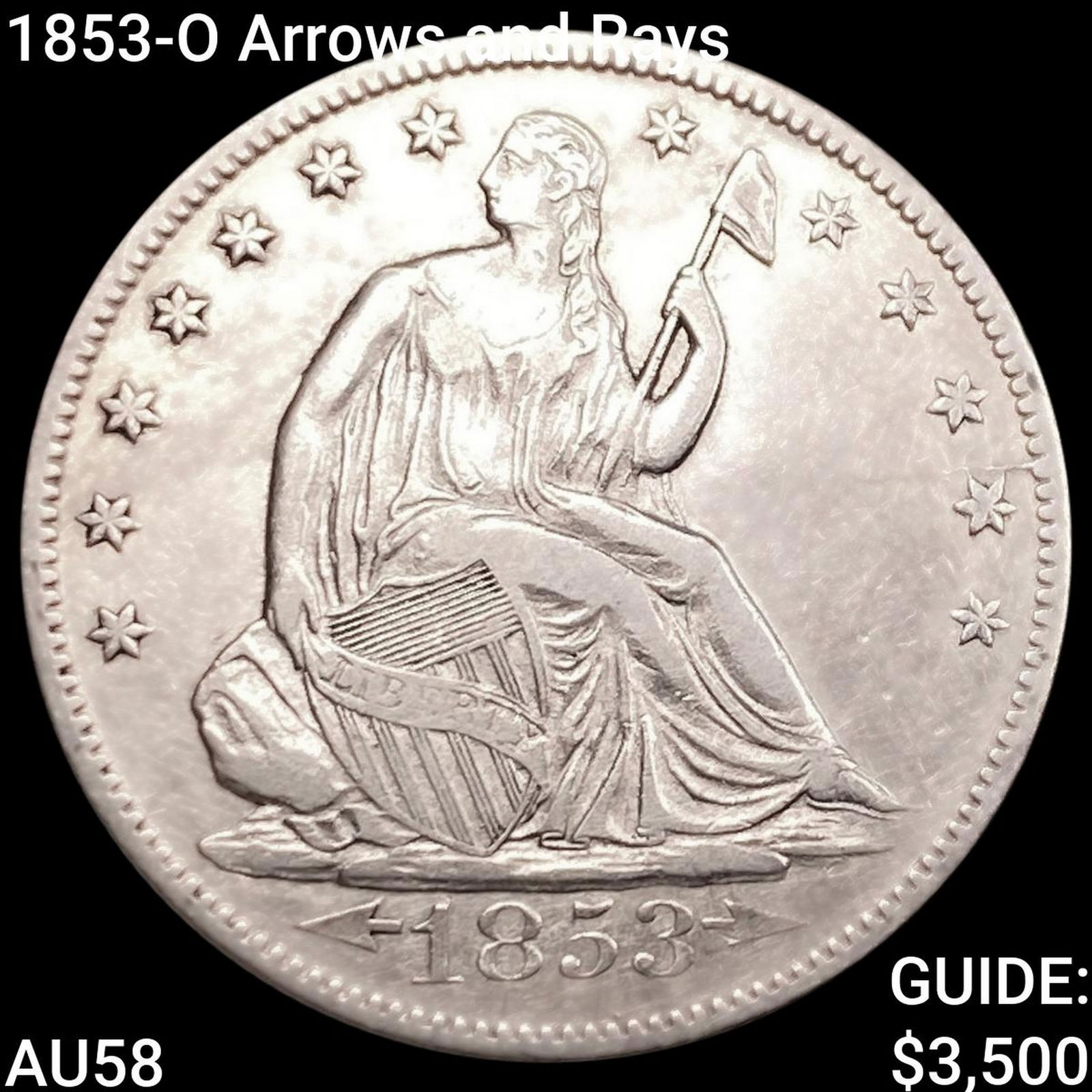 1853-O Arrows and Rays Seated Liberty Half Dollar CHOICE AU (1 of 2)