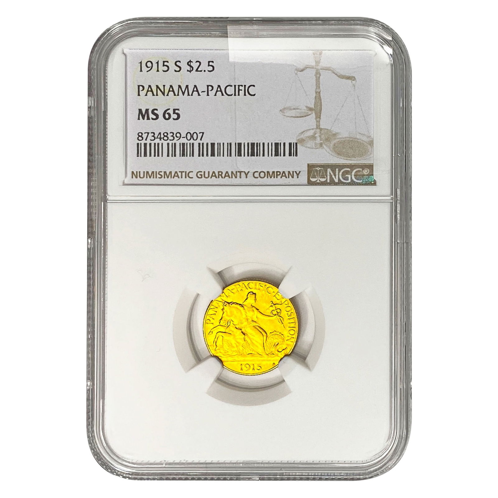 1915-S Pan-Pac $2.50 Gold Quarter Eagle NGC MS65: 1915-S Pan-Pac $2.50 Gold Quarter Eagle NGC MS65