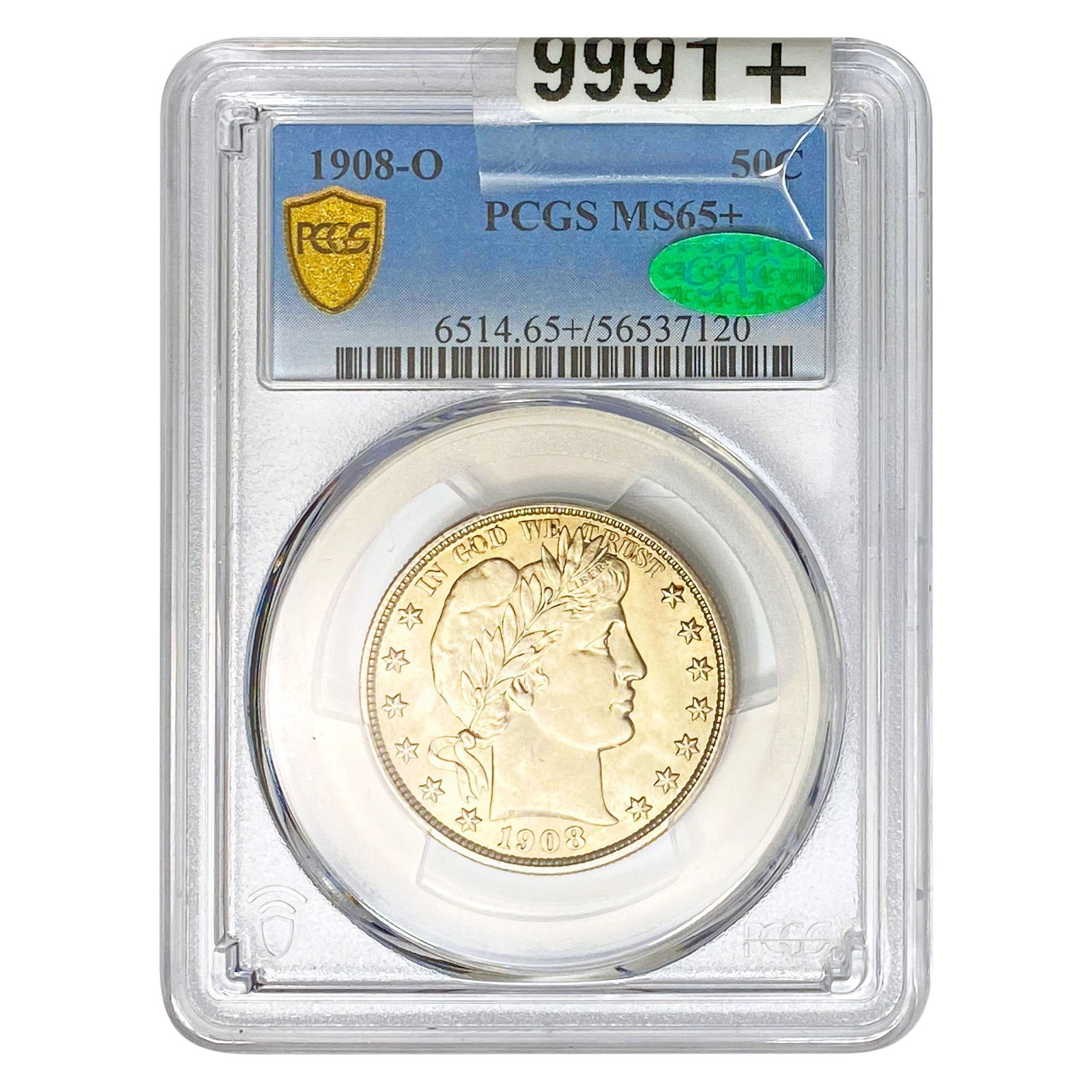 1908-O CAC Barber Half Dollar PCGS MS65+ (1 of 2)
