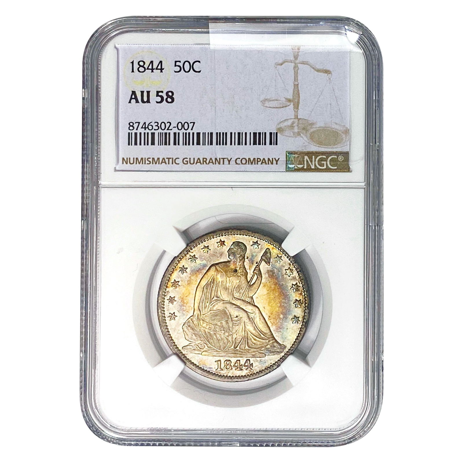 1844 Seated Liberty Half Dollar NGC AU58 (1 of 2)