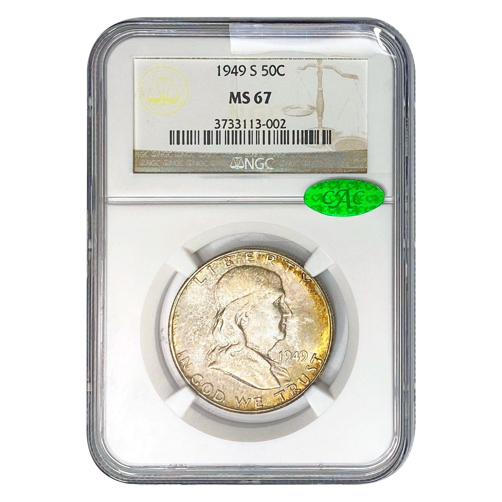 1949-S CAC Franklin Half Dollar NGC MS67 (1 of 2)