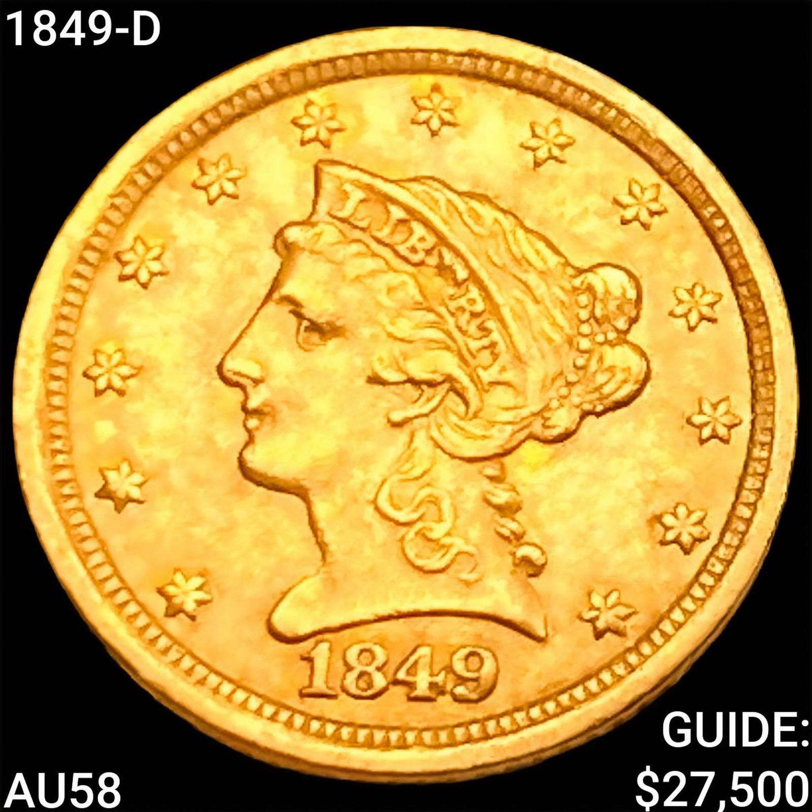 1849-D $2.50 Gold Quarter Eagle CHOICE AU (1 of 2)