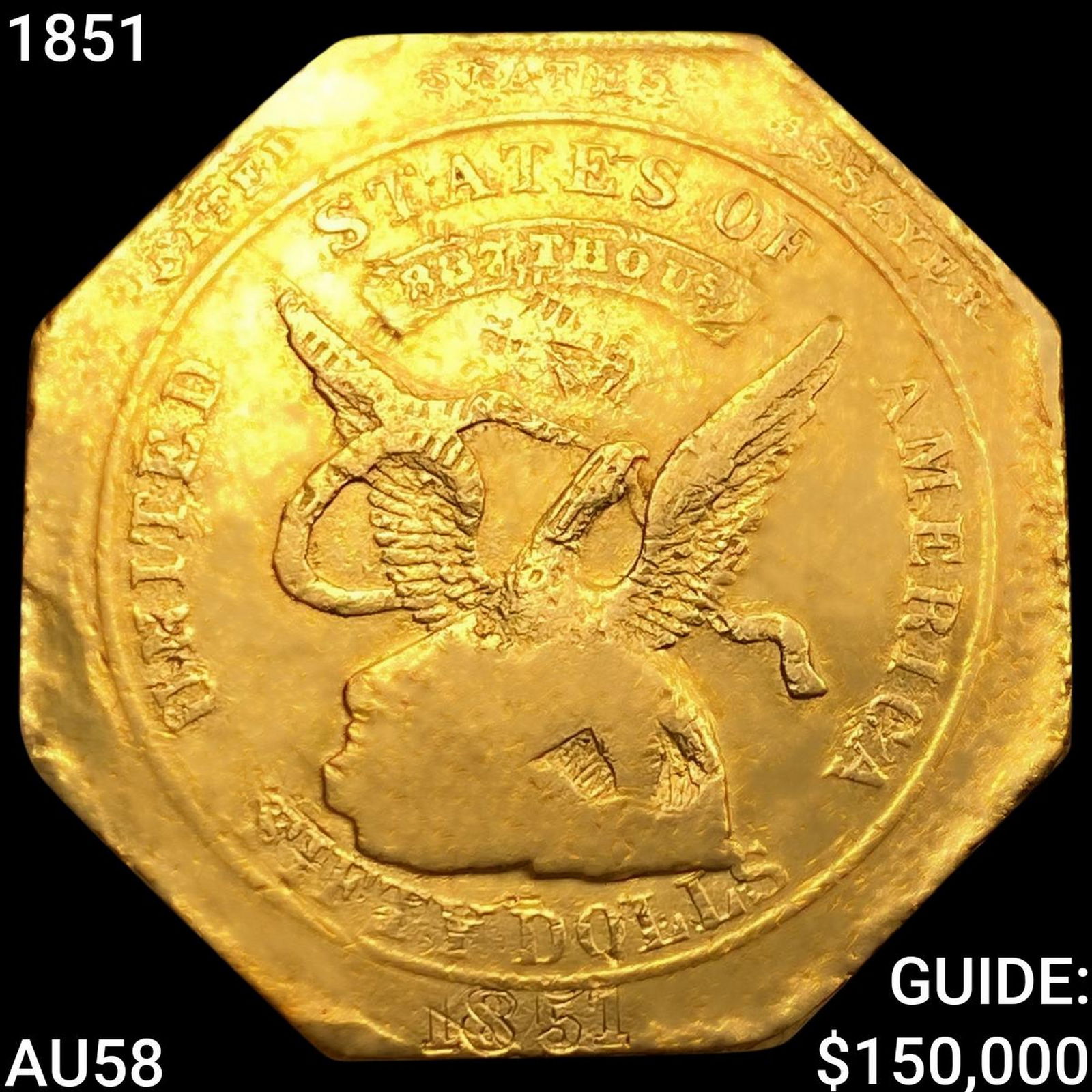 1851 Humbert 887 California $50 Gold Assay CHOICE AU: 1851 Humbert 887 California $50 Gold Assay CHOICE AU