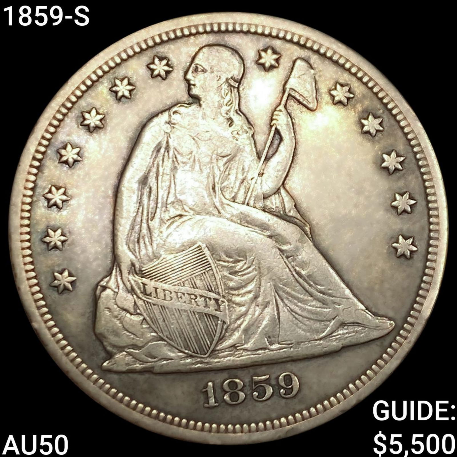 1859-S Seated Liberty Dollar CLOSELY UNCIRCULATED (1 of 2)