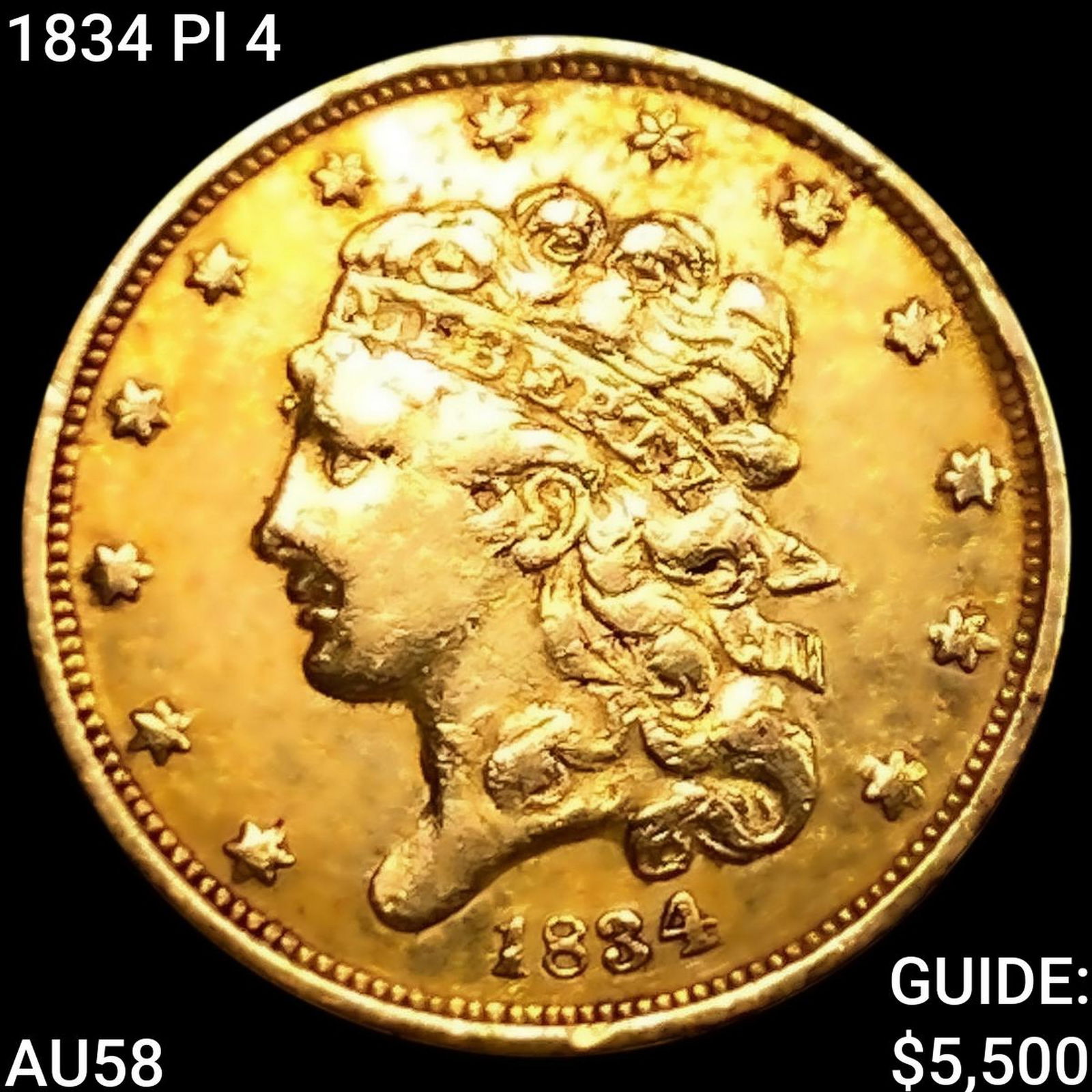 1834 Pl 4 $5 Gold Half Eagle CHOICE AU (1 of 2)