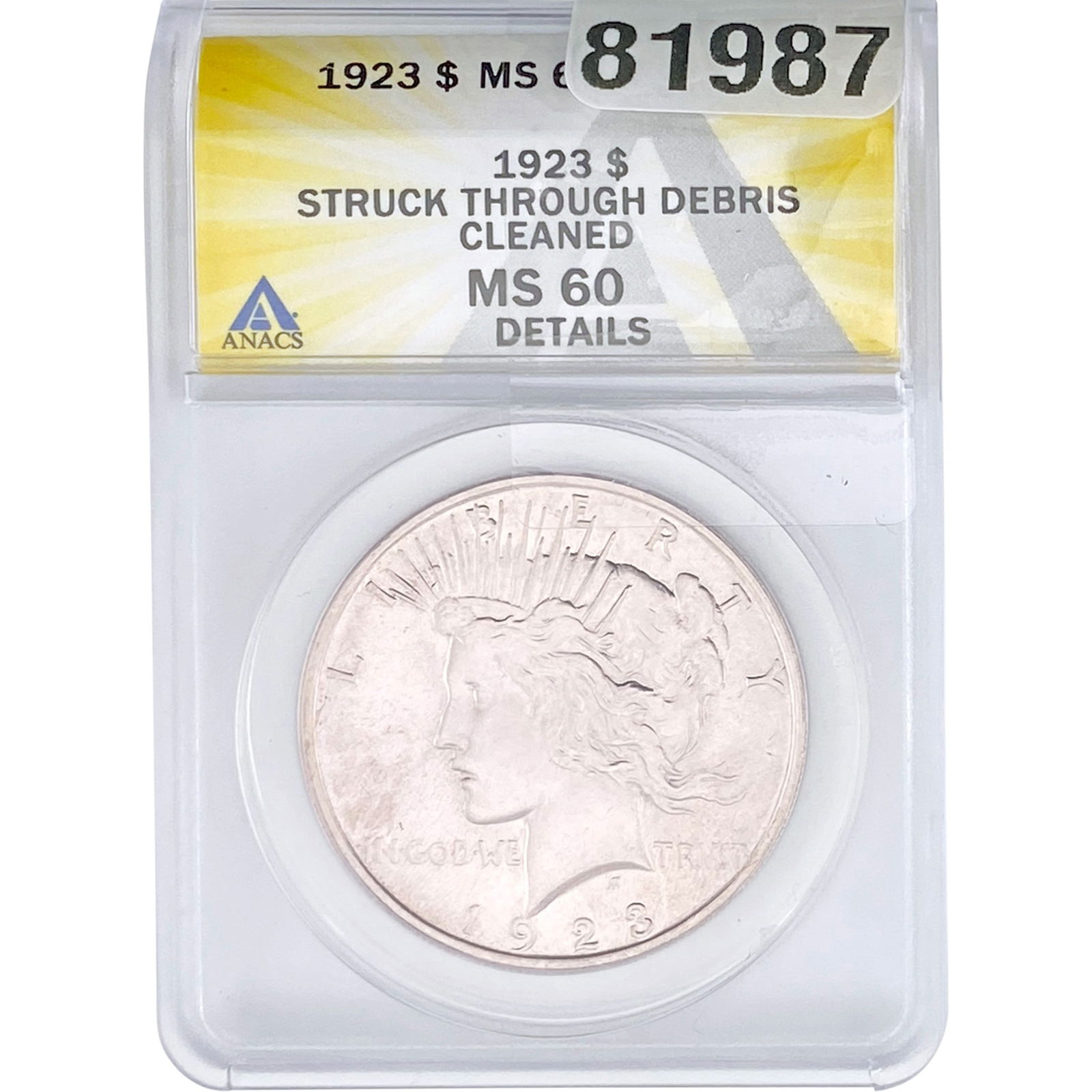 1923 Silver Peace Dollar ANACS MS60 (1 of 2)