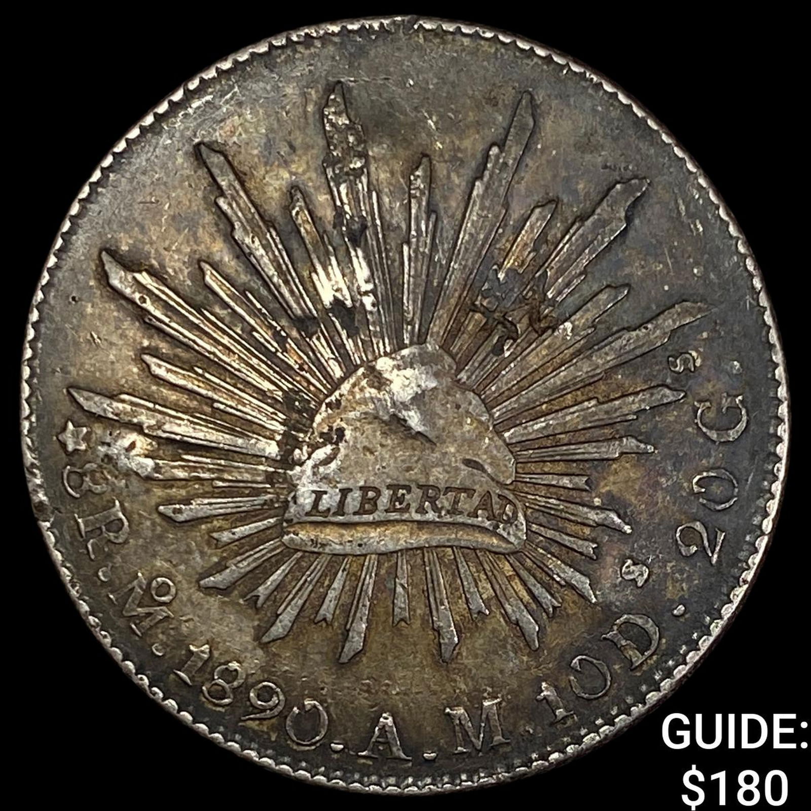 1890 Mexico Silver 1 Peso Punchmarks NEARLY UNCIRCULATED (1 of 2)