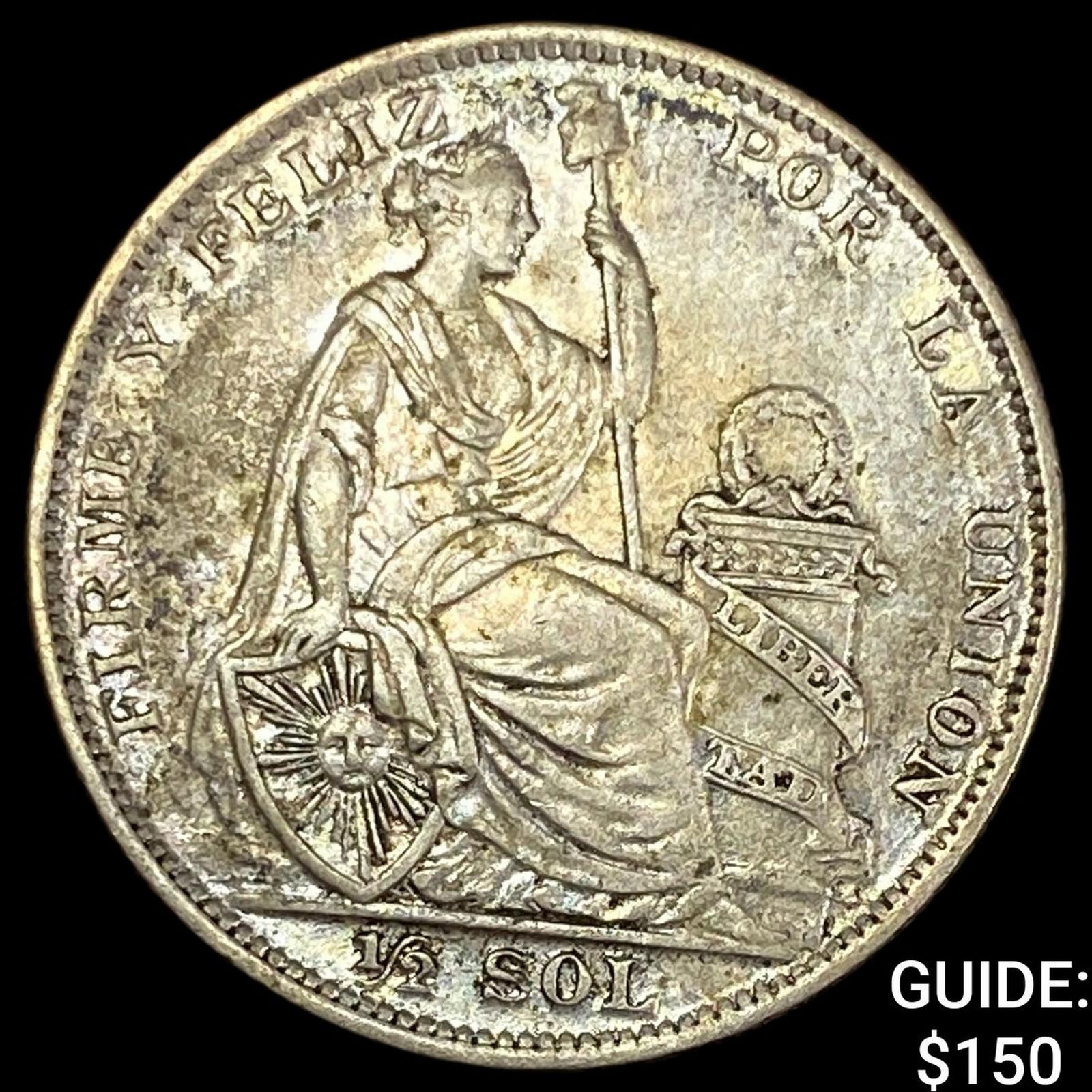 1927 Peru Silver 1/2 Sol NEARLY UNCIRCULATED (1 of 2)