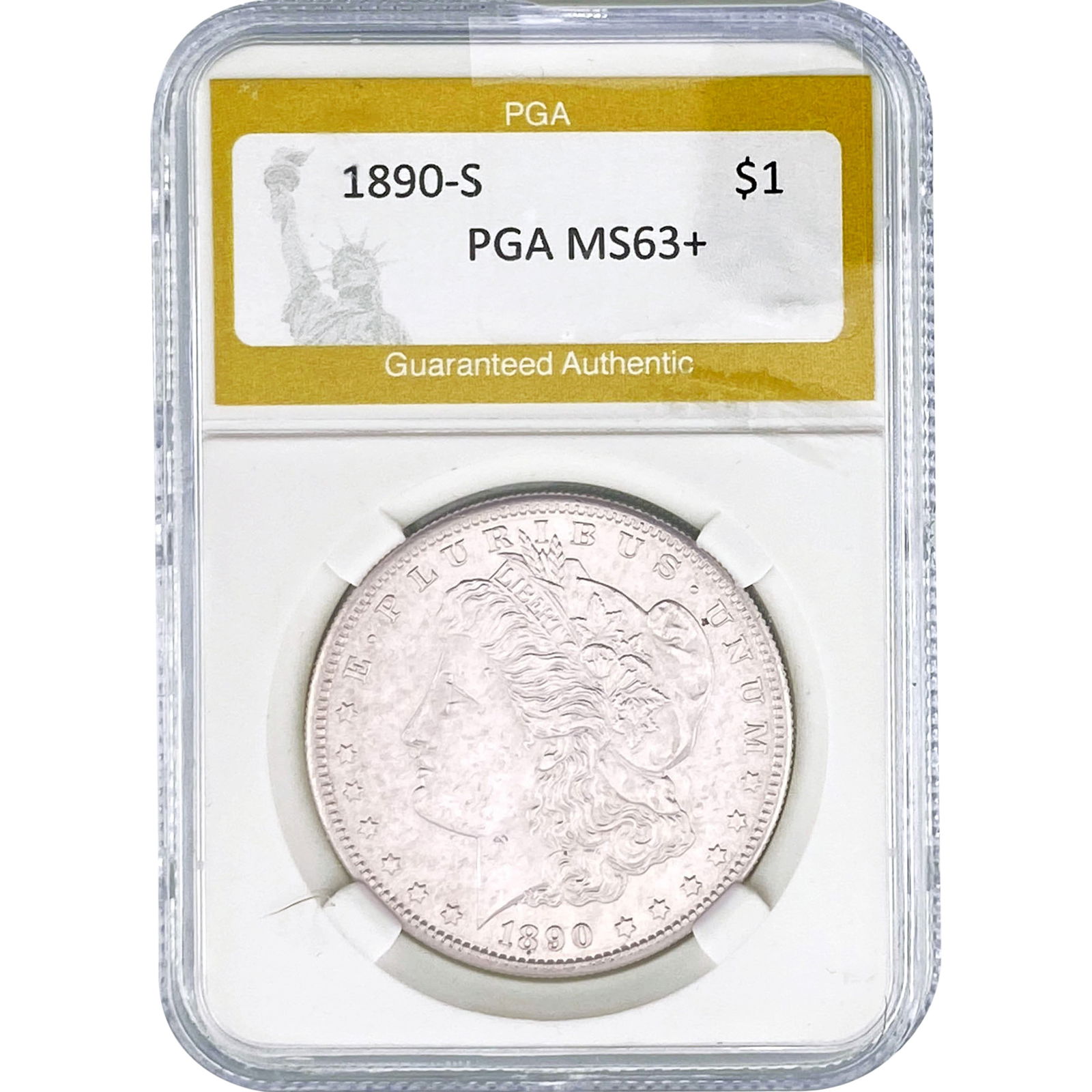 1890-S Morgan Silver Dollar PGA MS63+ (1 of 2)