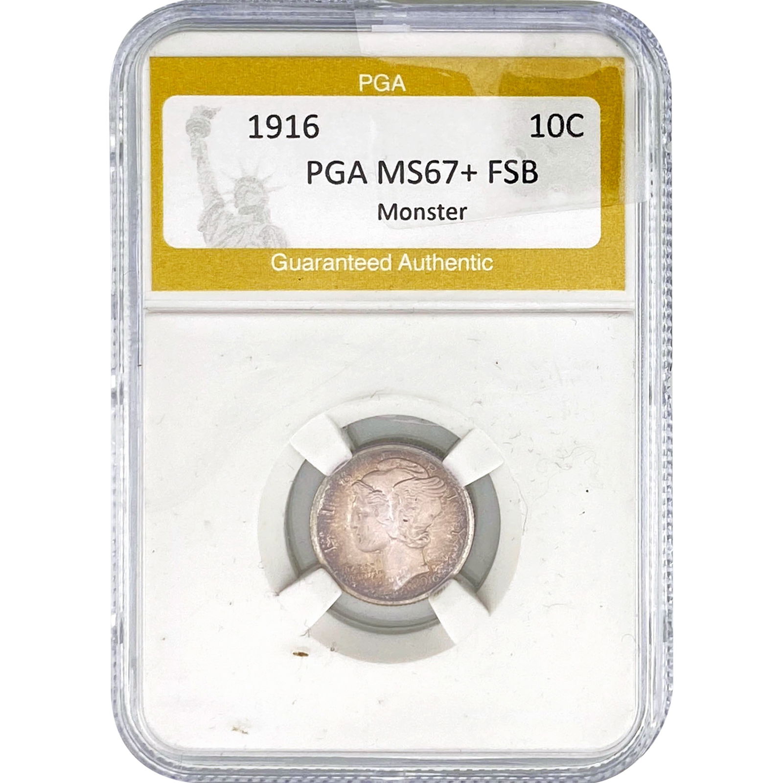 1916 Mercury Silver Dime PGA MS67+ FSB Monster: 1916 Mercury Silver Dime PGA MS67+ FSB Monster
