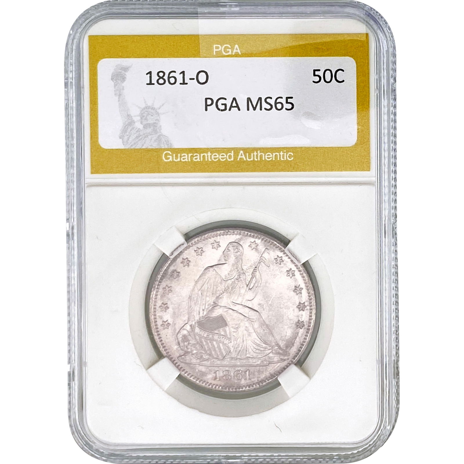 1861-O Seated Liberty Half Dollar PGA MS65 (1 of 2)