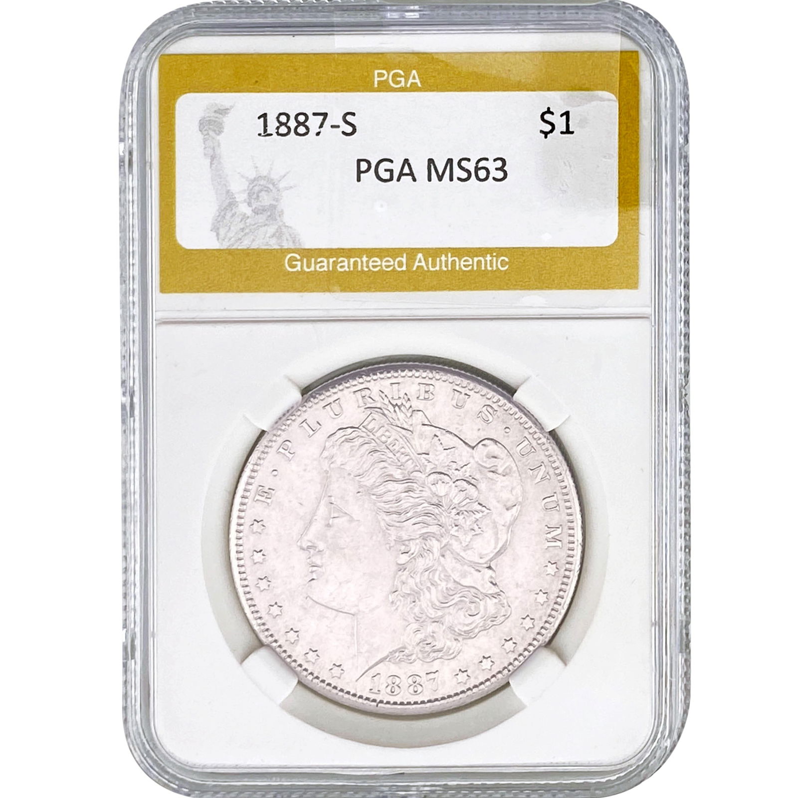 1887-S Morgan Silver Dollar PGA MS63 (1 of 2)
