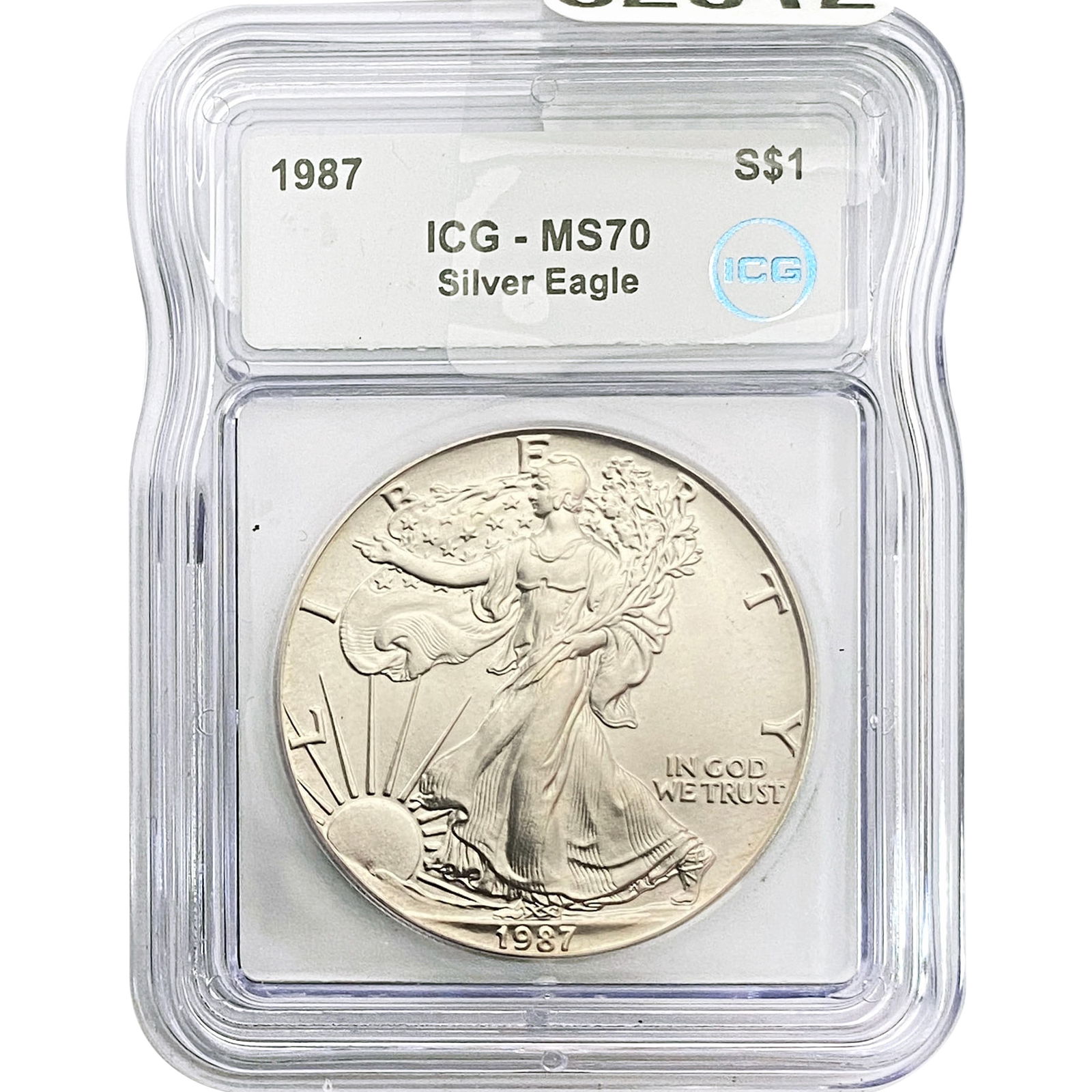 1987 ICG MS70 $1 Silver 1OZ SE: 1987 ICG MS70 $1 Silver 1OZ SE