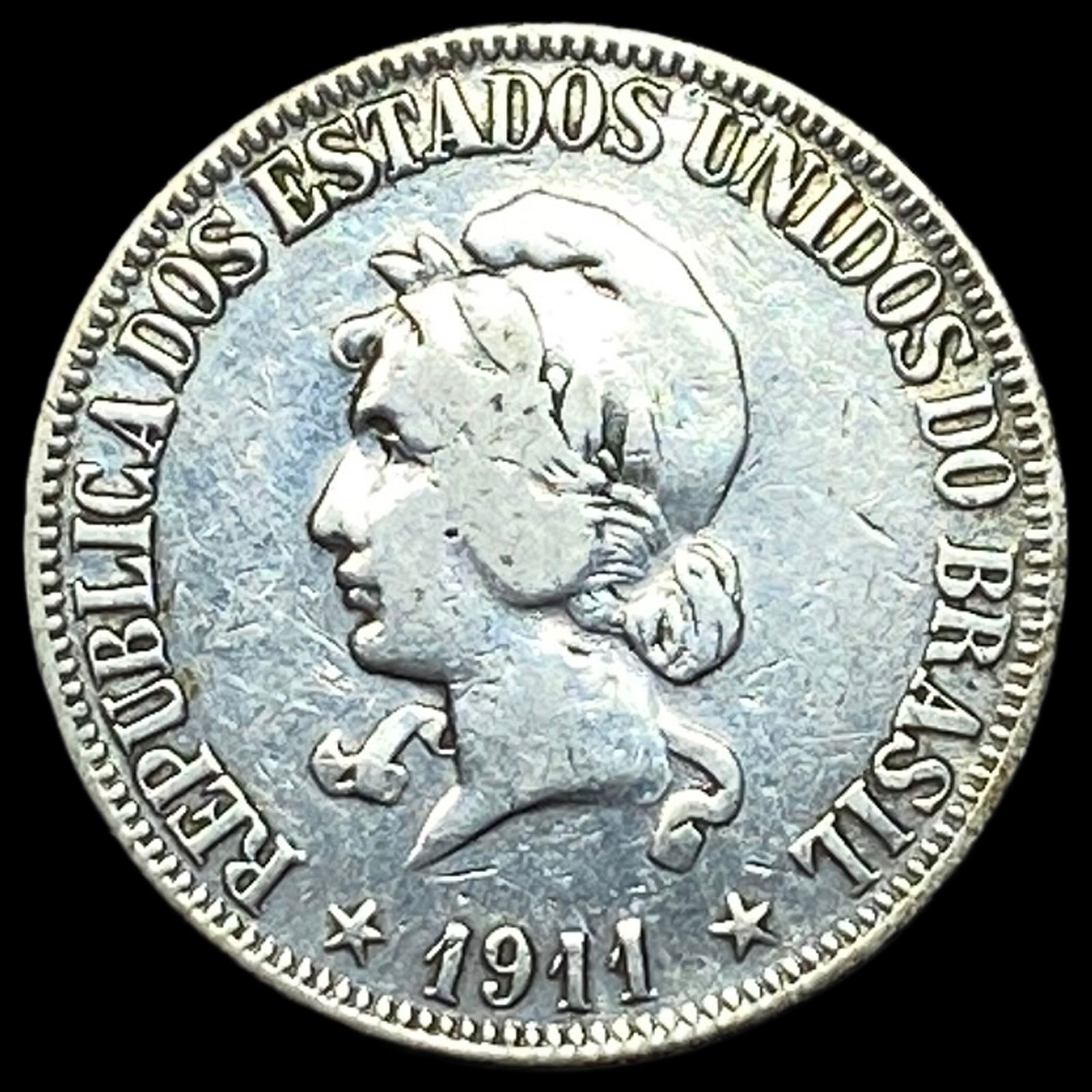1911 Brazil Silver 1,000 Reis CLOSELY UNCIRCULATED (1 of 2)