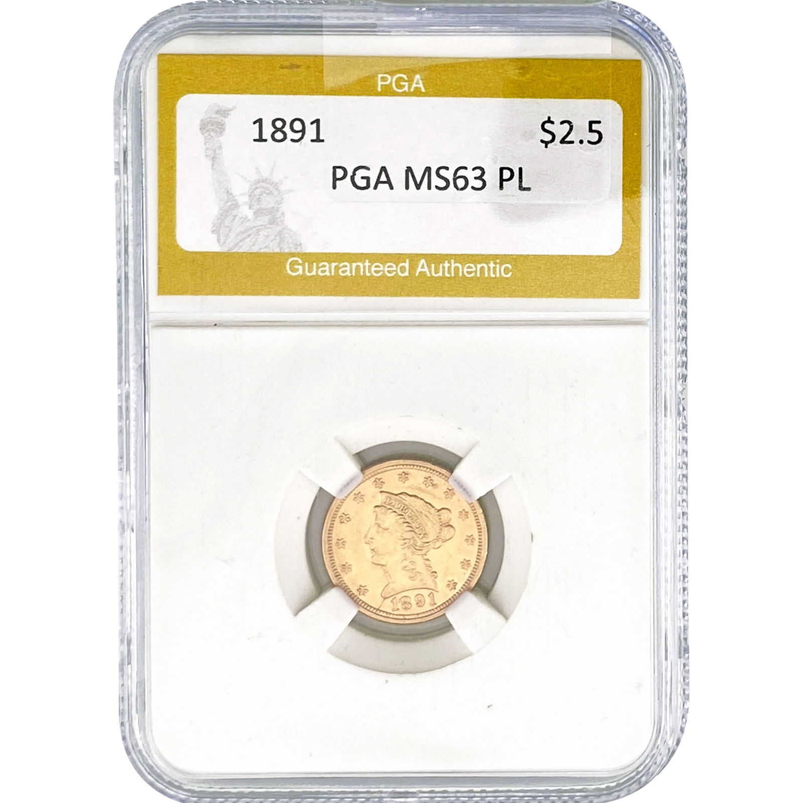 1891 $2.50 Gold Quarter Eagle PGA MS63 PL (1 of 2)