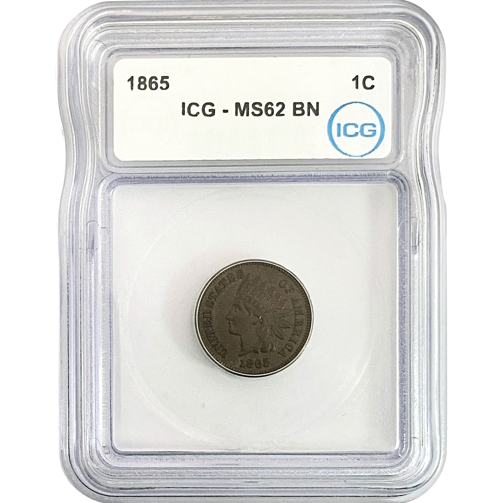 1865 Indian Head Cent ICG MS62 BN (1 of 2)