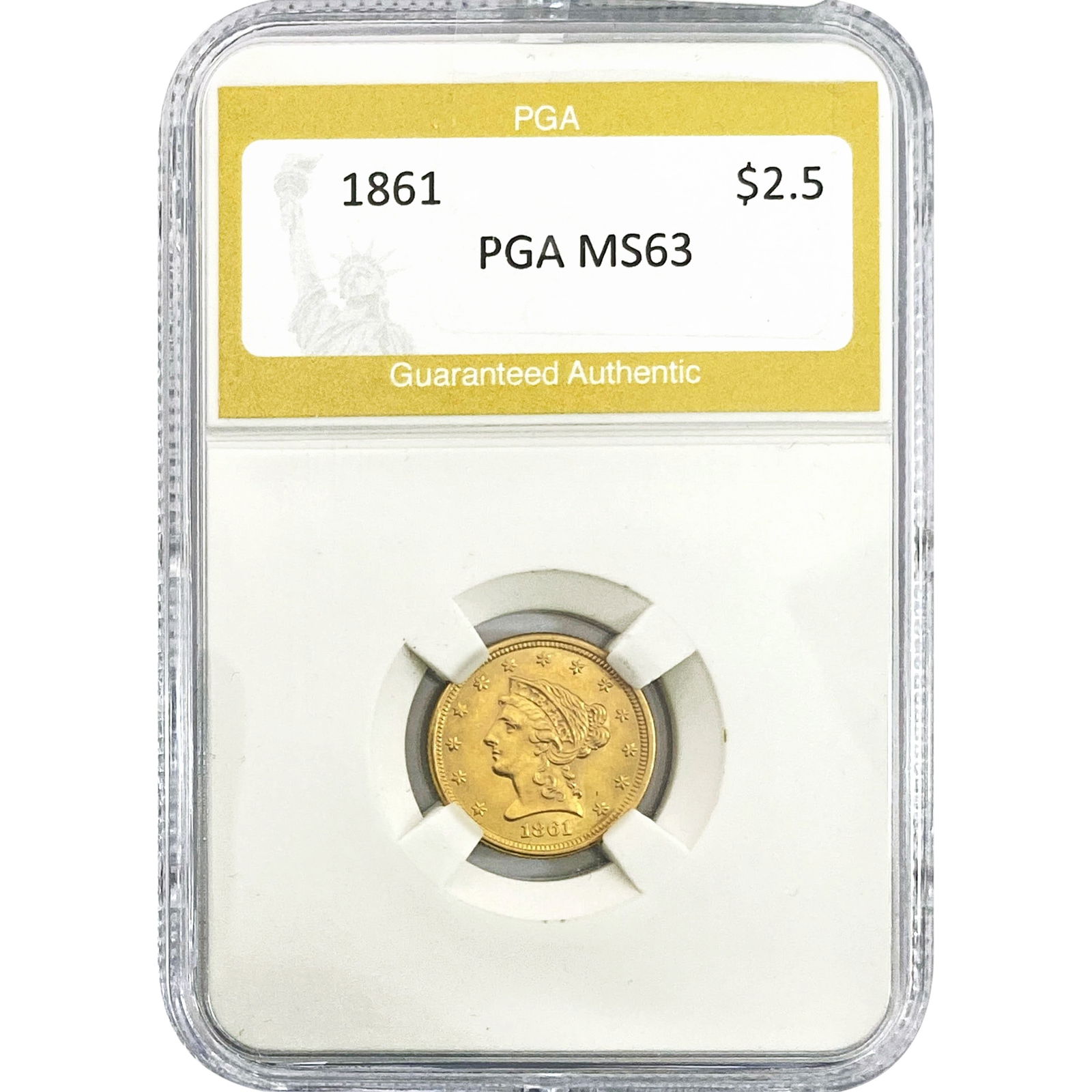 1861 $2.50 Gold Quarter Eagle PGA MS63 (1 of 2)