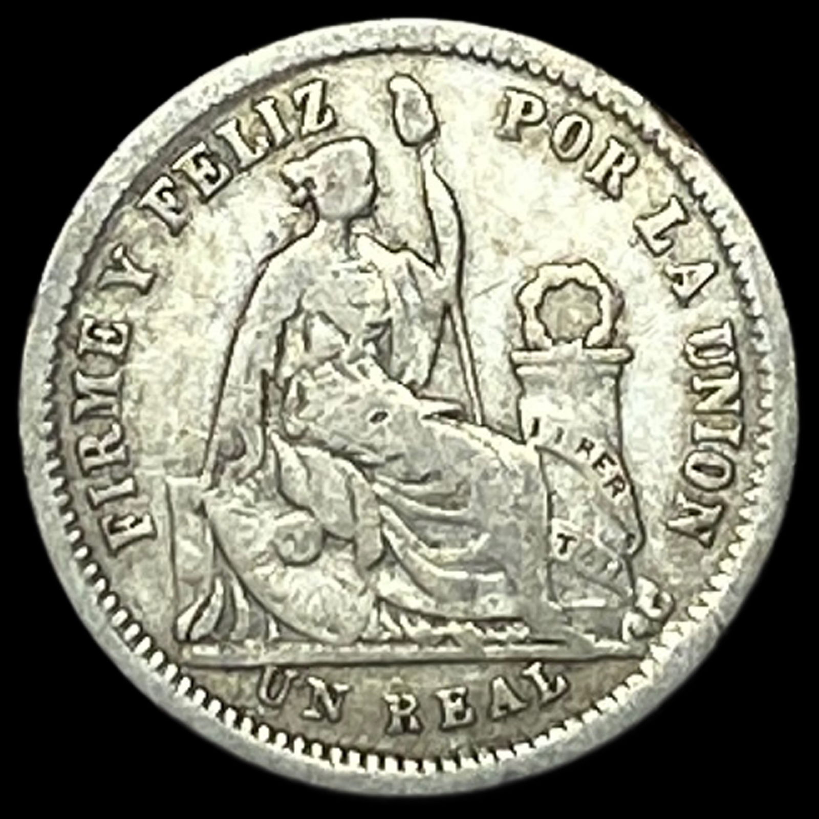 1861 Peru Silver 1 Real NEARLY UNCIRCULATED (1 of 2)