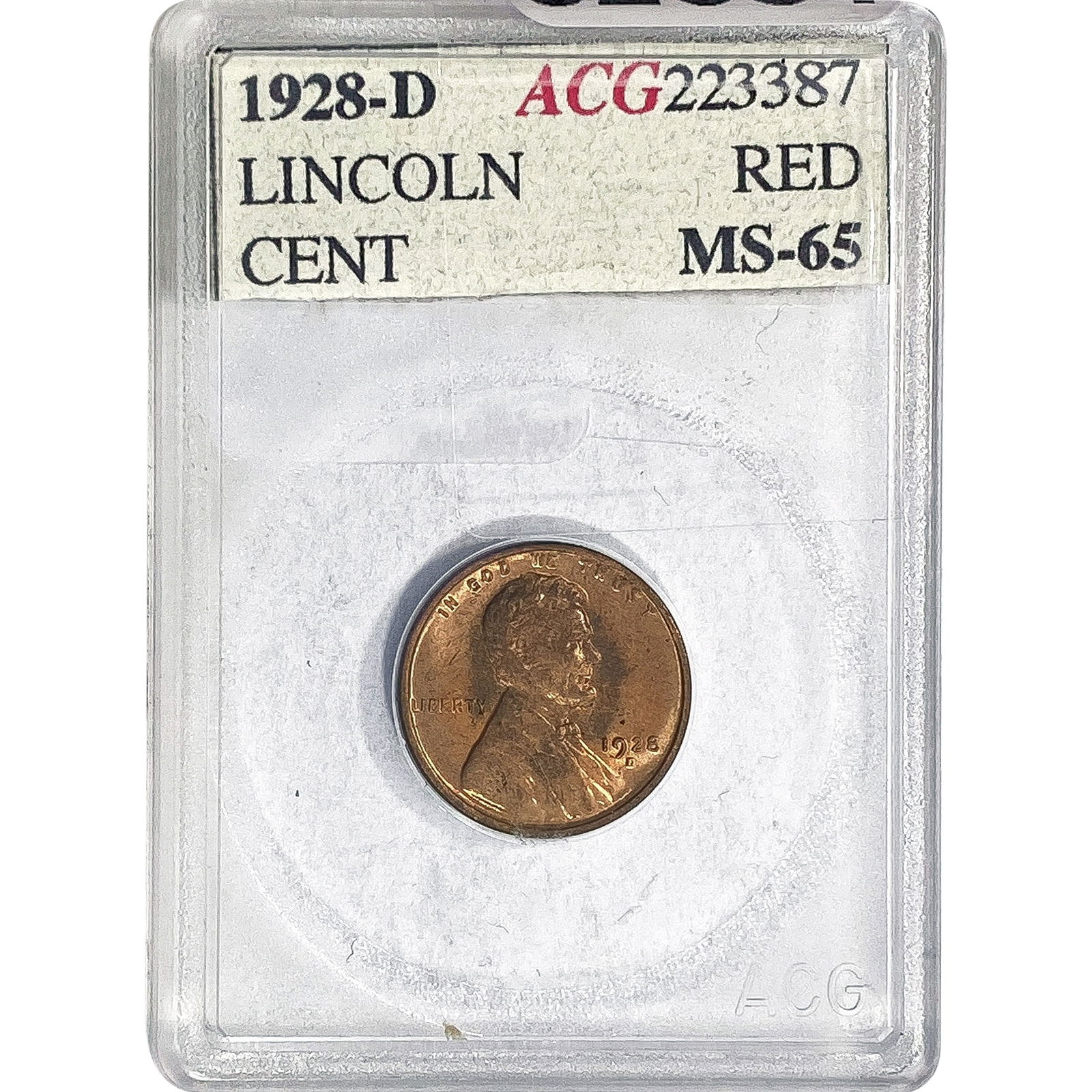 1928-D Lincoln Memorial Cent ACG MS65 RED (1 of 2)