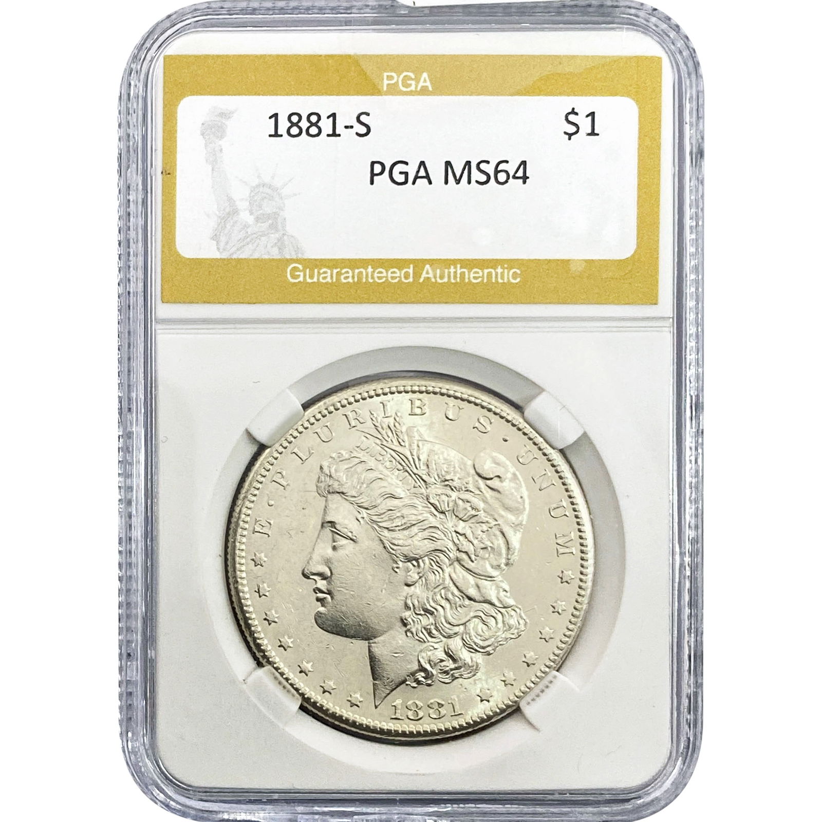 1881-S Morgan Silver Dollar PGA MS64: 1881-S Morgan Silver Dollar PGA MS64