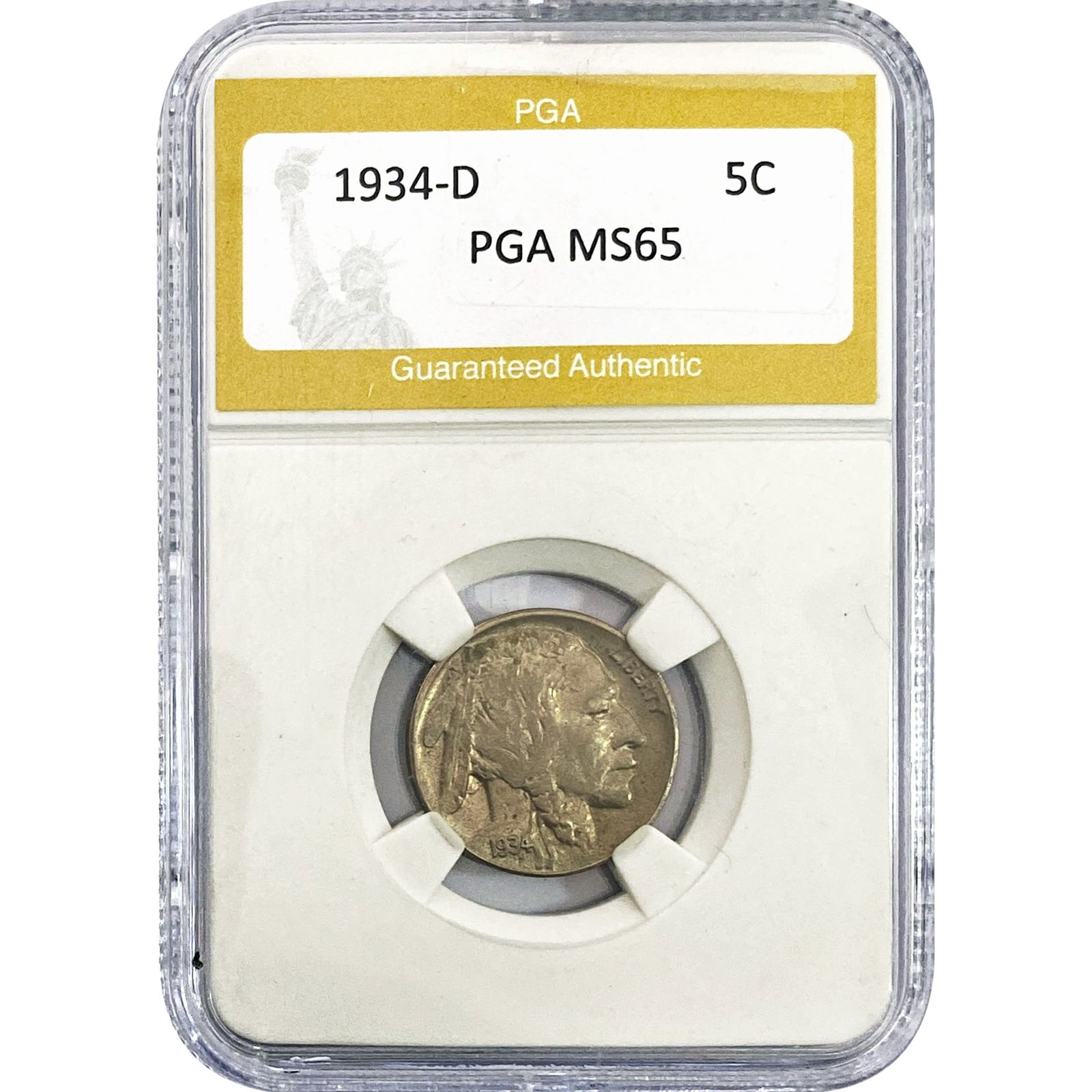 1934-D Buffalo Nickel PGA MS65: 1934-D Buffalo Nickel PGA MS65
