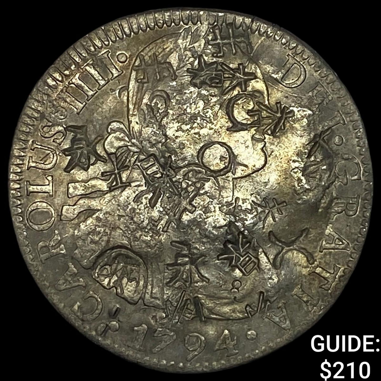 1794 Colonial Spain Silver 8 Reales Chopmarks NEARLY UNCIRCULATED (1 of 2)