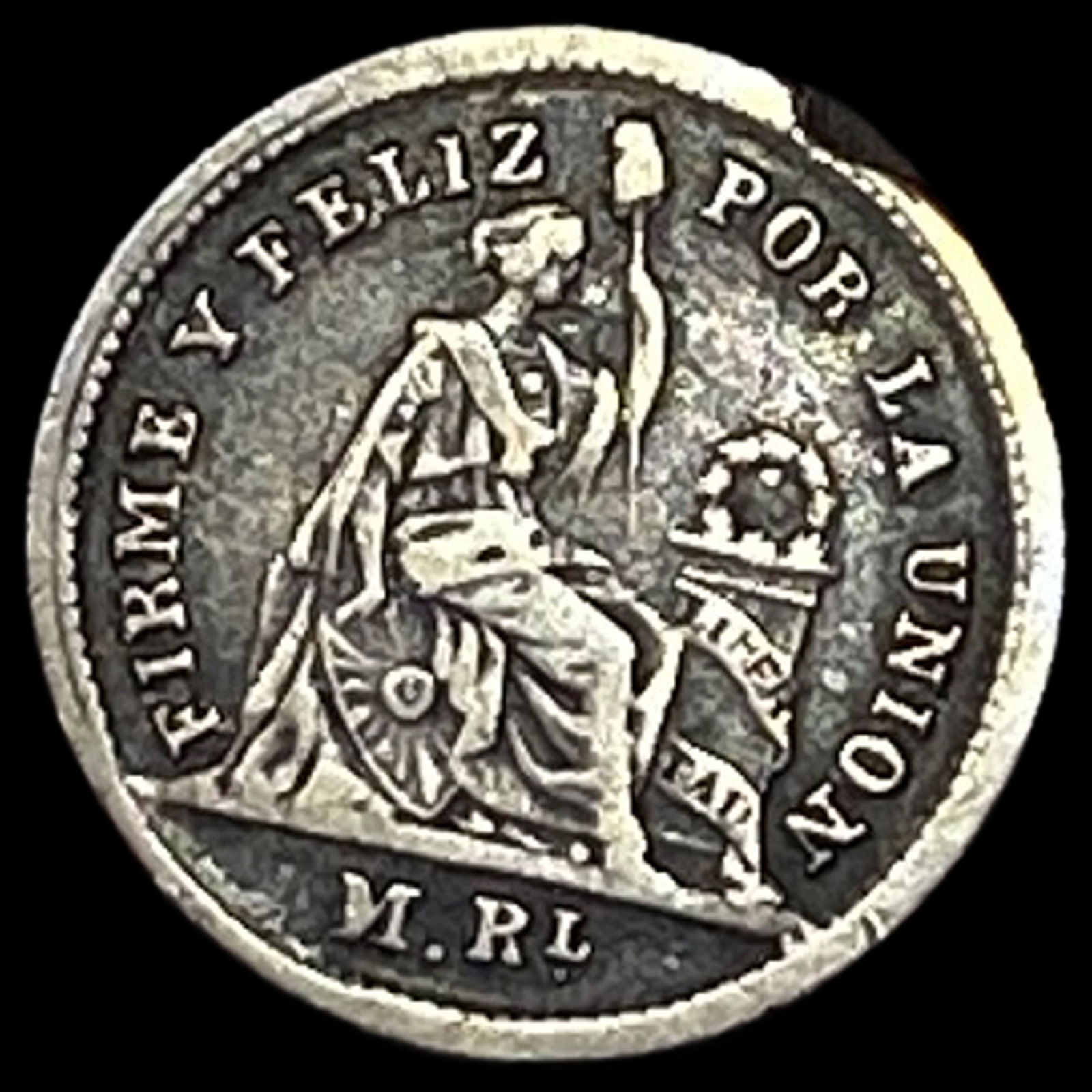 1860 Peru Silver 1/2 Real NEARLY UNCIRCULATED (1 of 2)