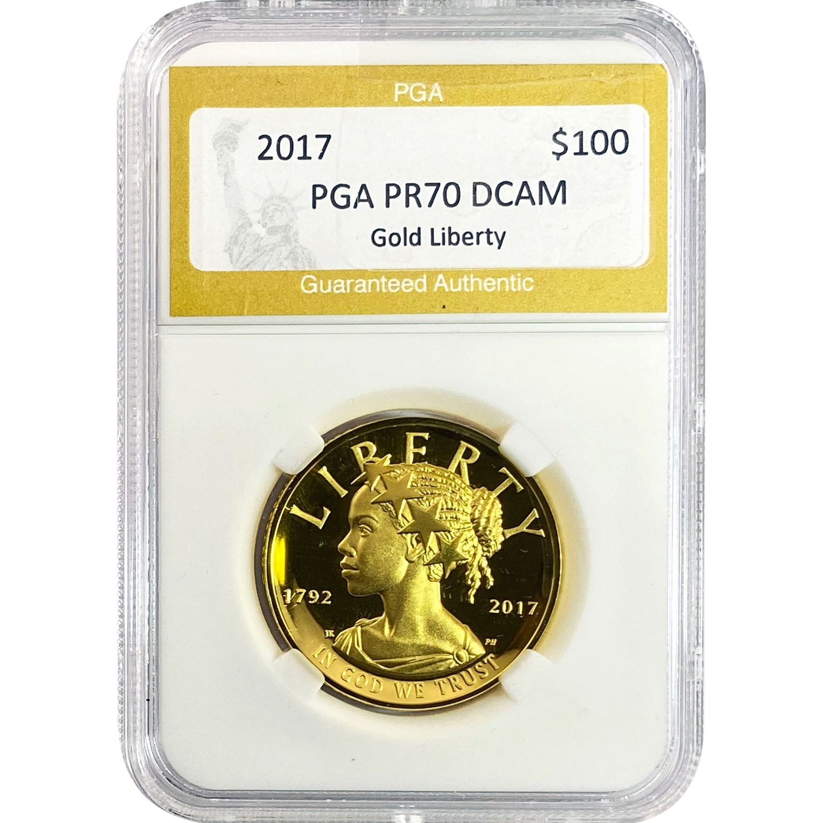 2017-W 1oz Gold $100 HR Liberty PGA PR70 DCAM: 2017-W 1oz Gold $100 HR Liberty PGA PR70 DCAM