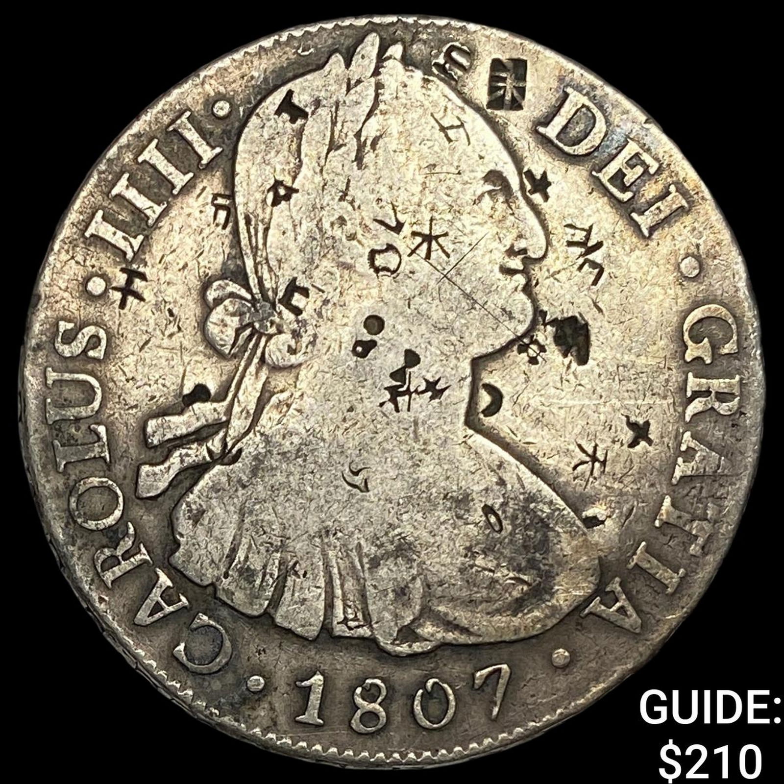 1807 Mexico Silver 8 Reales Chopmarked NEARLY UNCIRCULATED (1 of 2)
