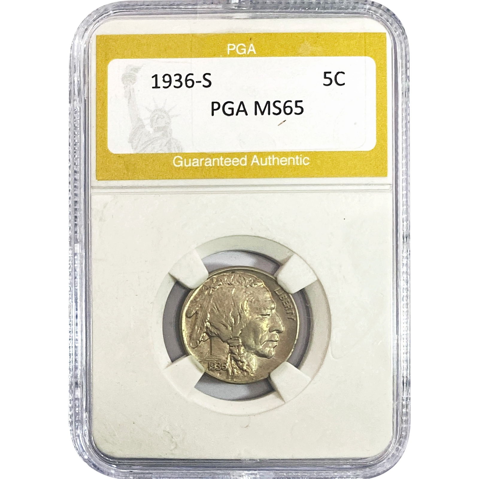 1936-S Buffalo Nickel PGA MS65: 1936-S Buffalo Nickel PGA MS65