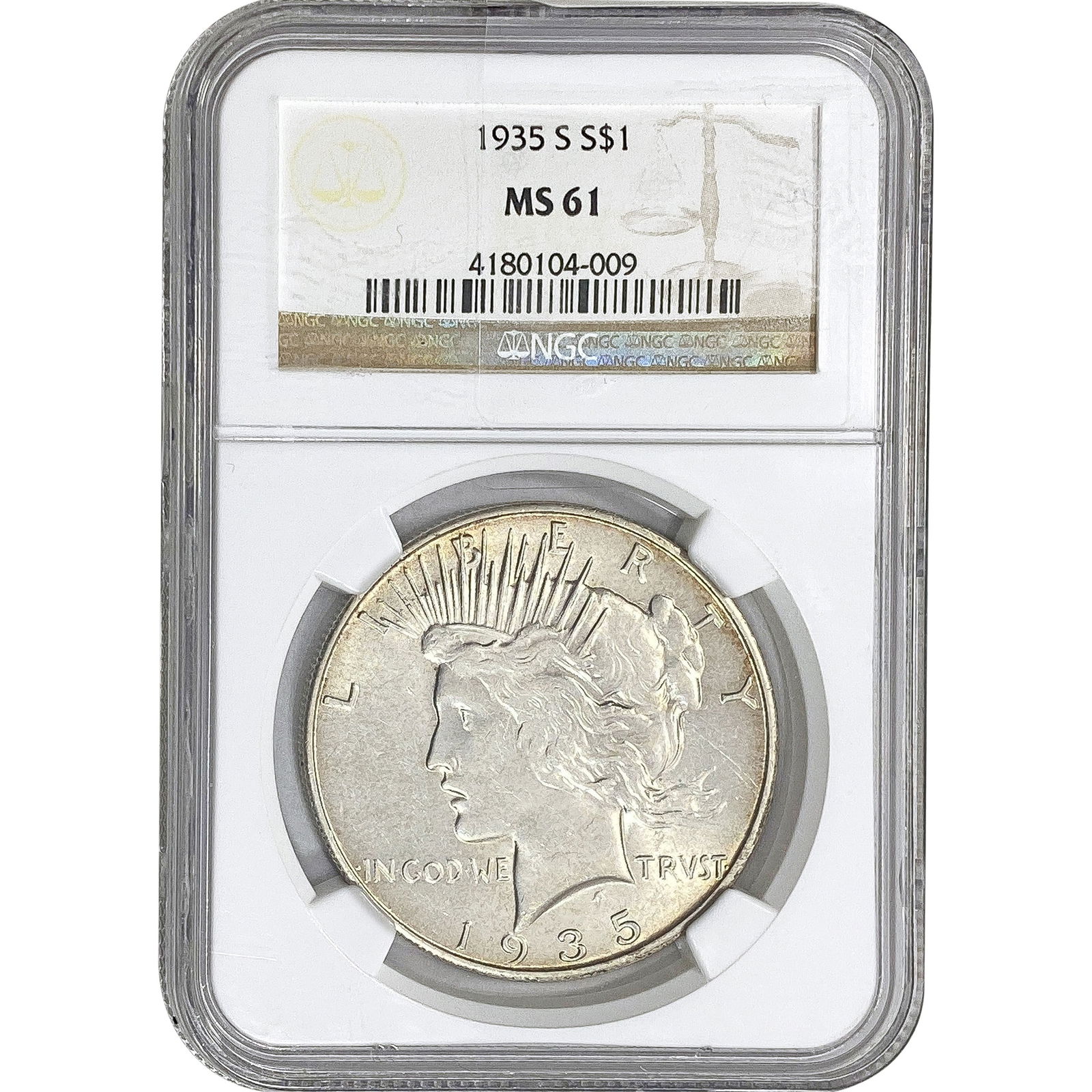1935-S Silver Peace Dollar NGC MS61 (1 of 2)