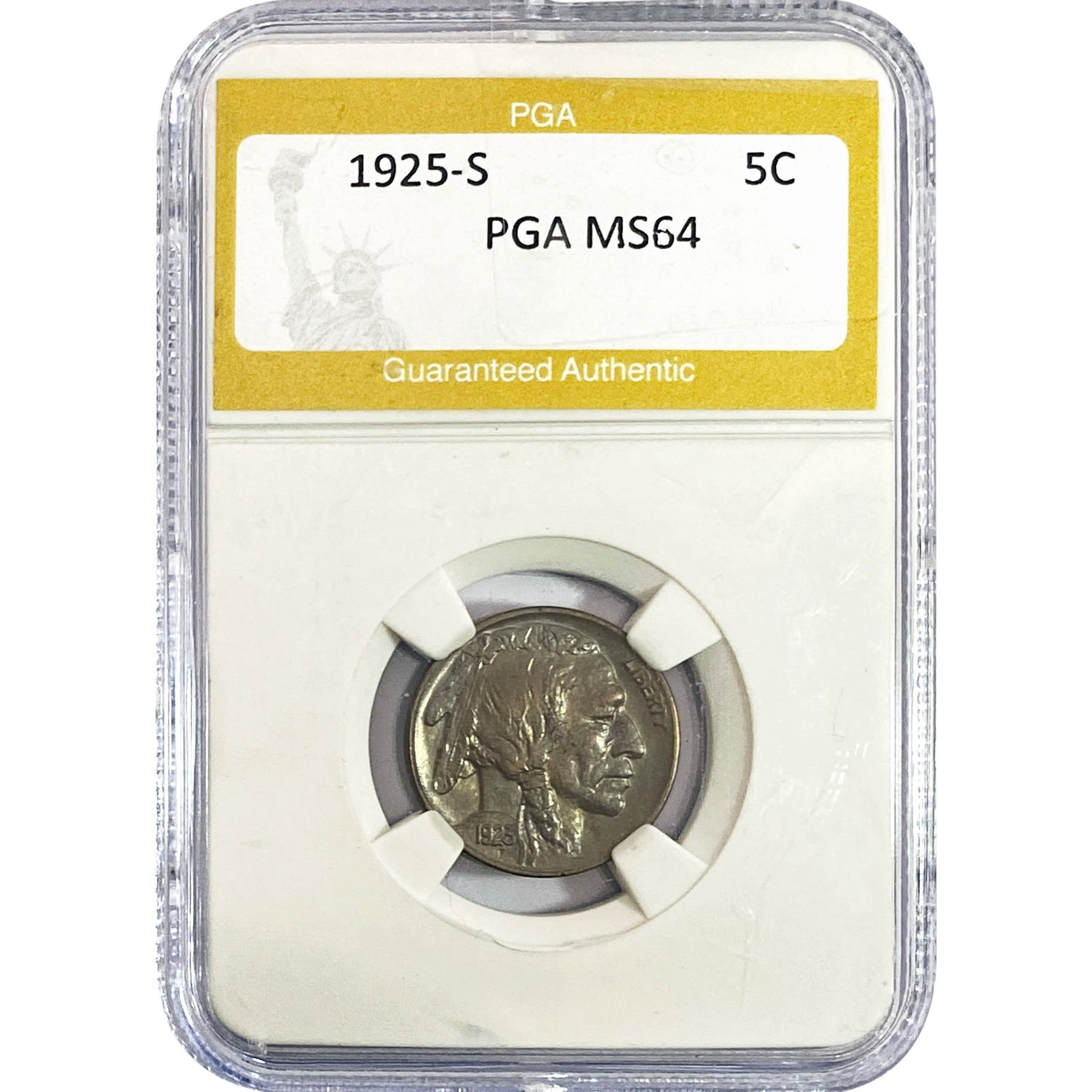 1925-S Buffalo Nickel PGA MS64: 1925-S Buffalo Nickel PGA MS64