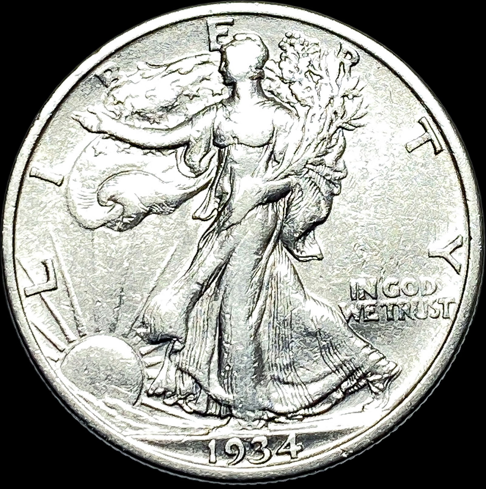1934-S Silver Walking Liberty Half Dollar NEARLY UNCIRCULATED (1 of 2)