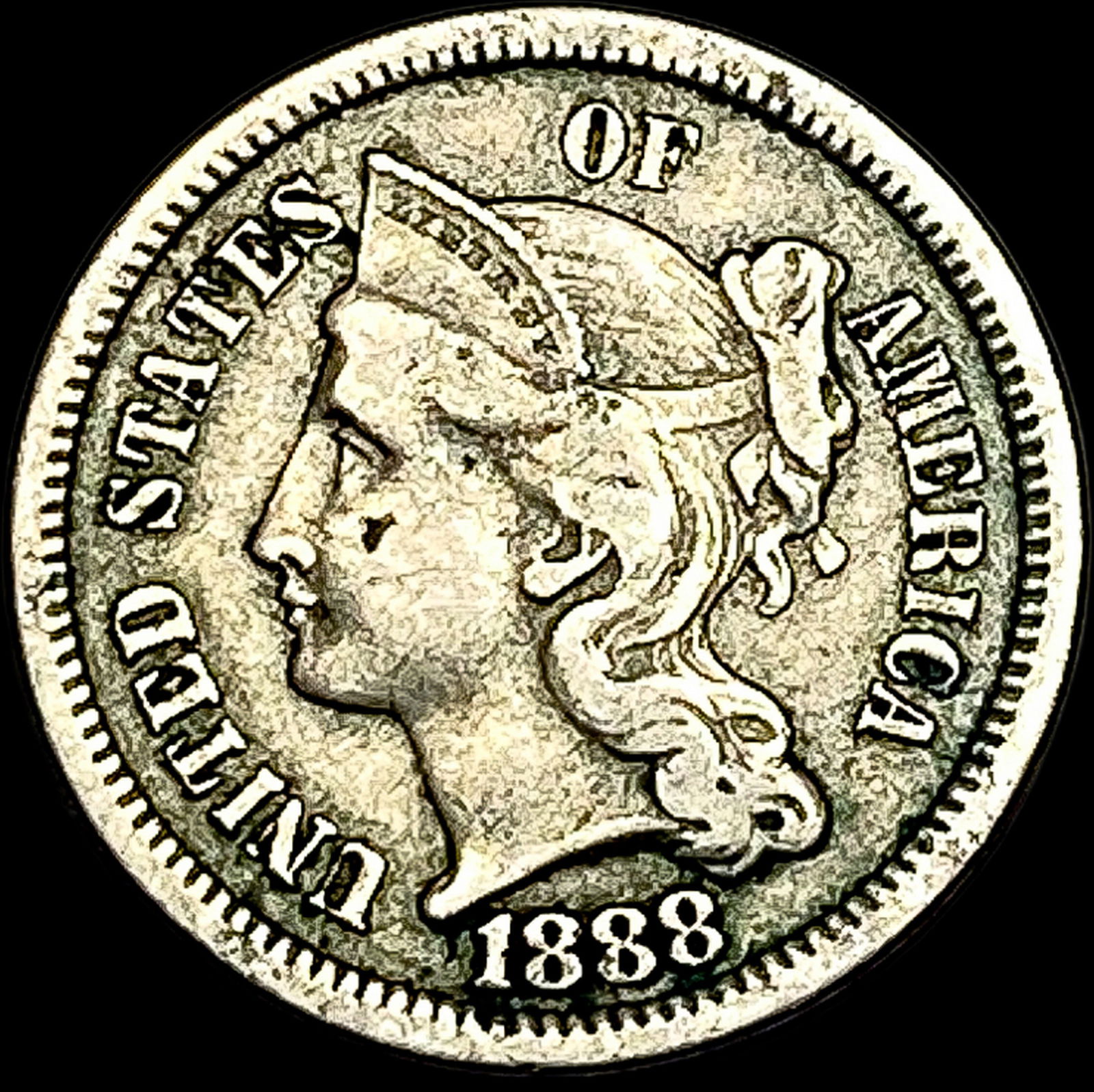 1888 Nickel Three-Cent Piece NICELY CIRCULATED (1 of 2)