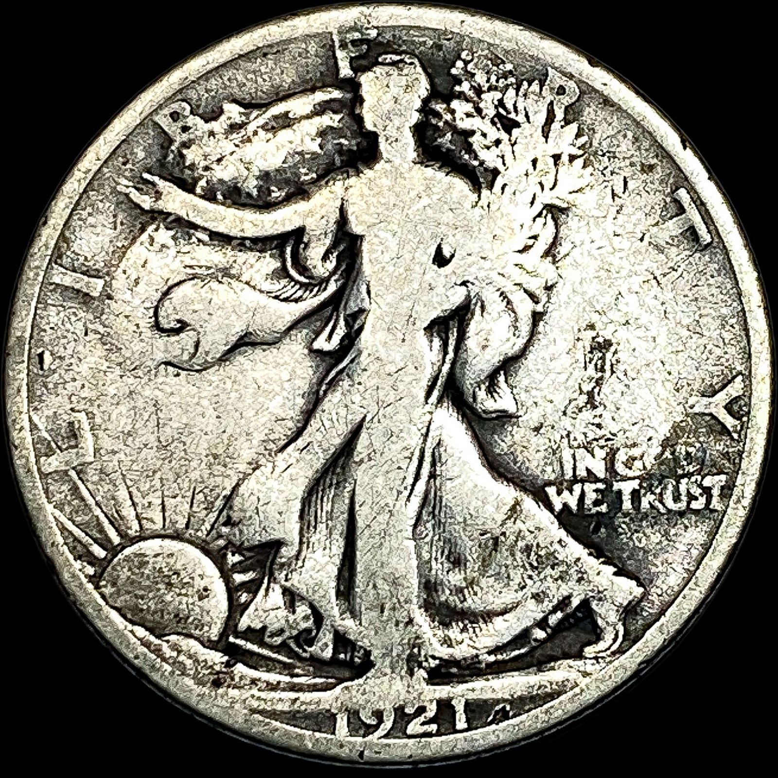 1921-S Silver Walking Liberty Half Dollar NICELY CIRCULATED (1 of 2)