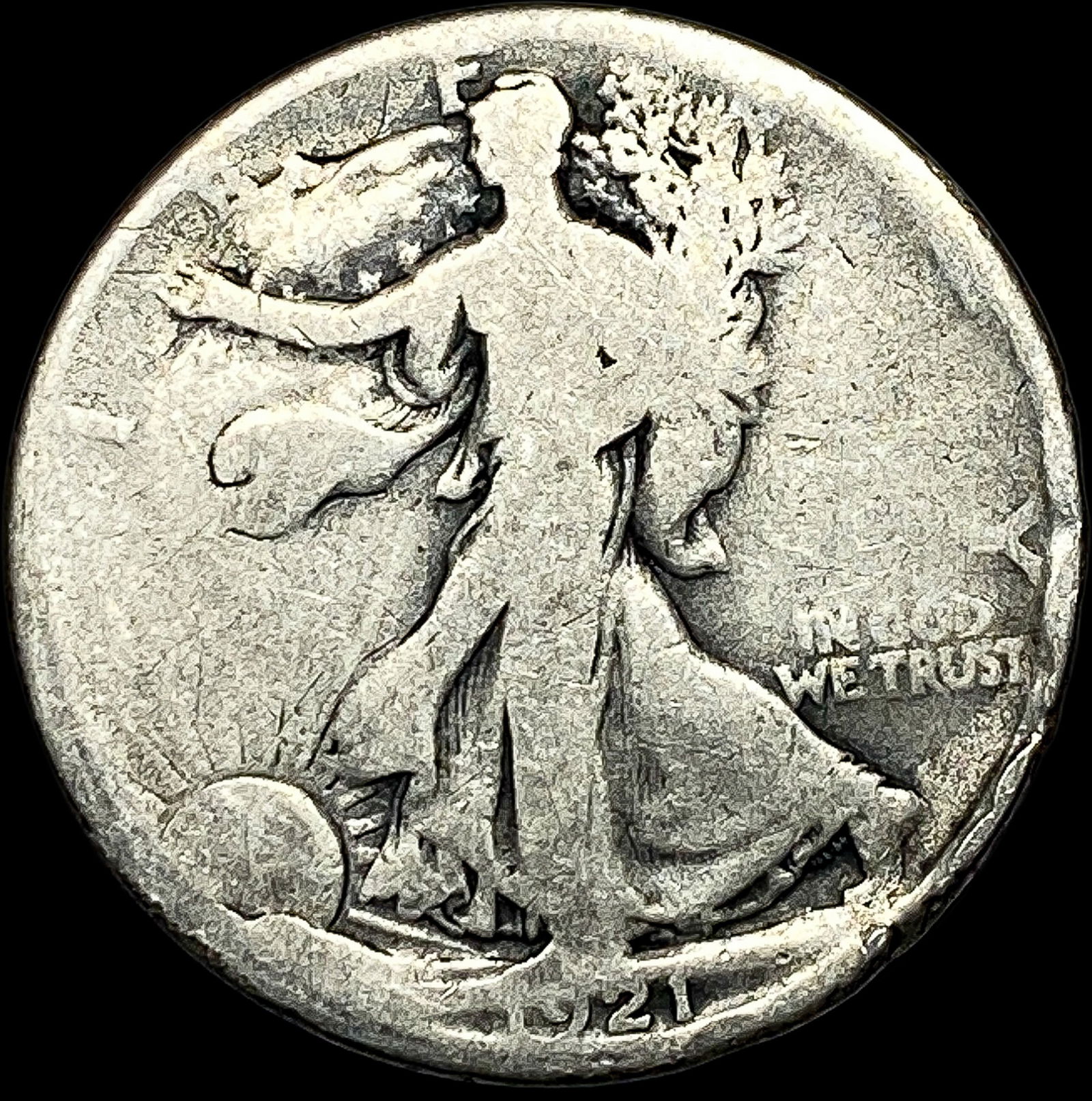 1921-S Silver Walking Liberty Half Dollar NICELY CIRCULATED (1 of 2)