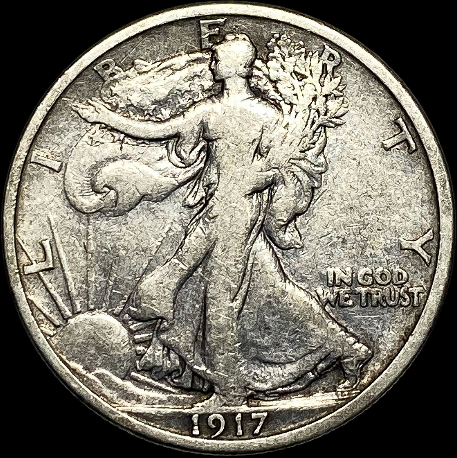 1917-S Silver Walking Liberty Half Dollar NEARLY UNCIRCULATED (1 of 2)