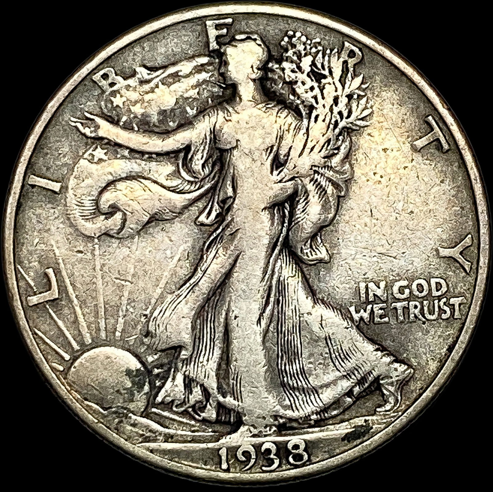 1938-D Silver Walking Liberty Half Dollar NICELY CIRCULATED (1 of 2)