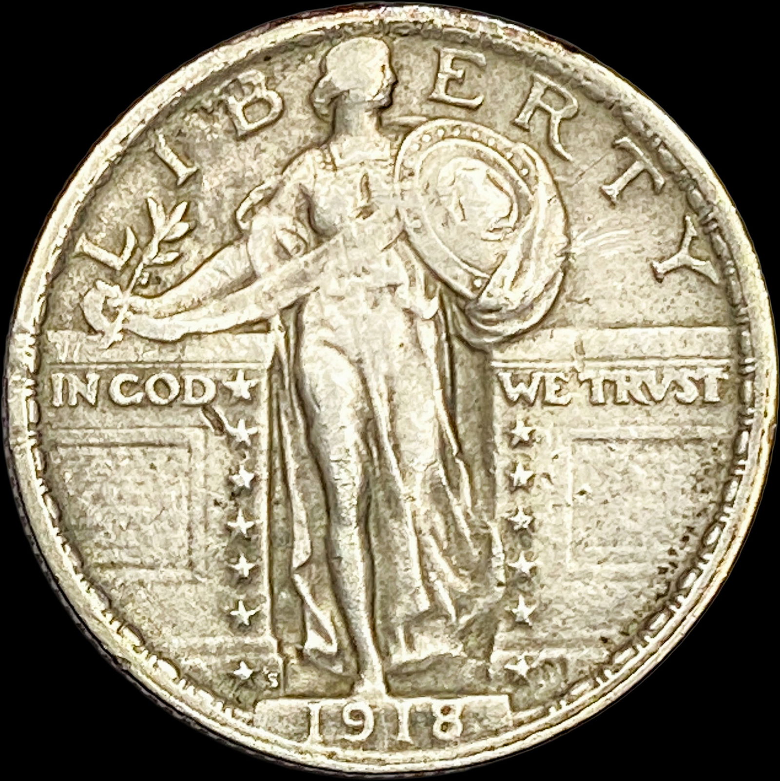 1918-S Silver Standing Liberty Quarter NEARLY UNCIRCULATED (1 of 2)