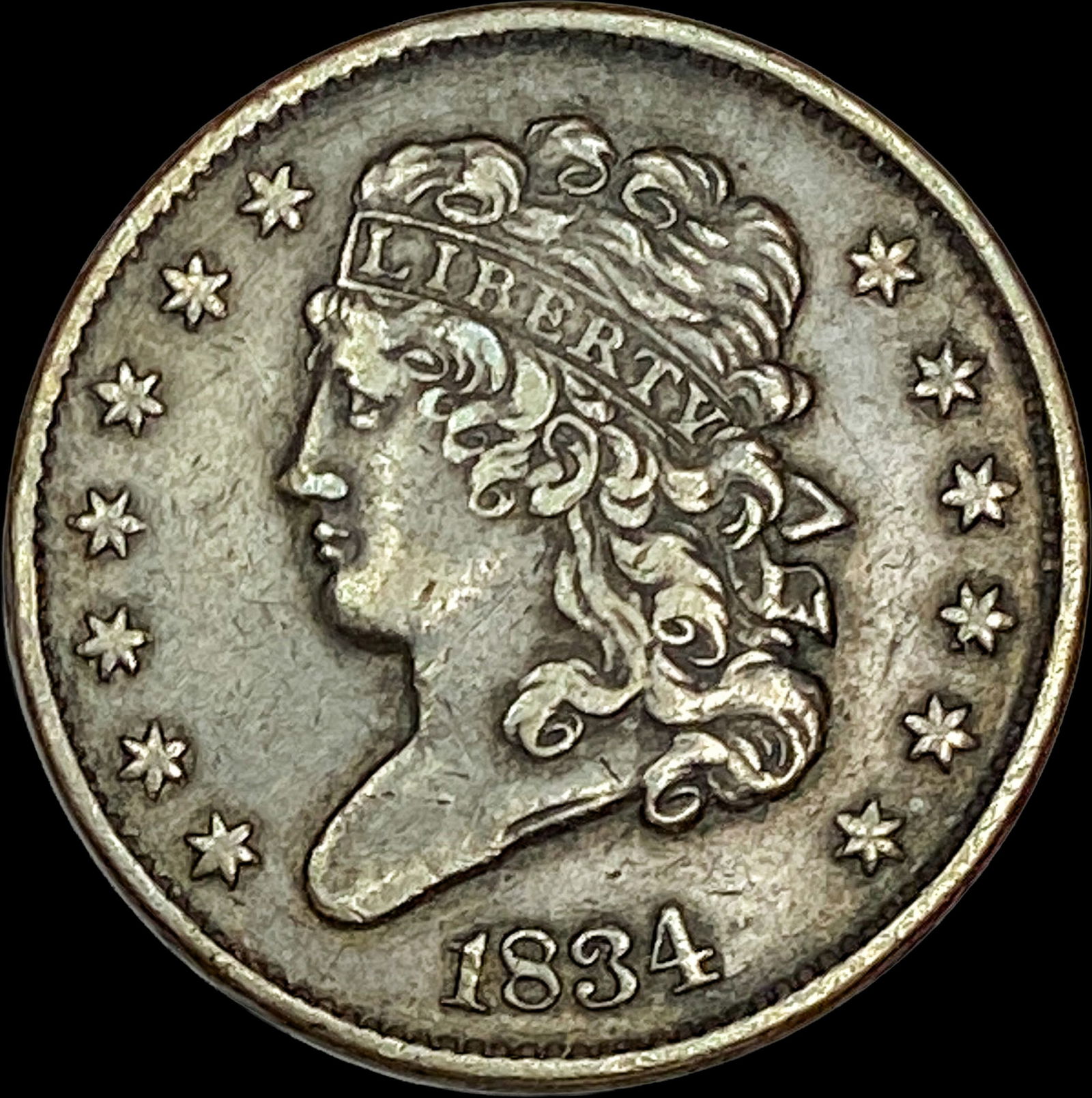 1834 Classic Head Half Cent ABOUT UNCIRCULATED (1 of 2)
