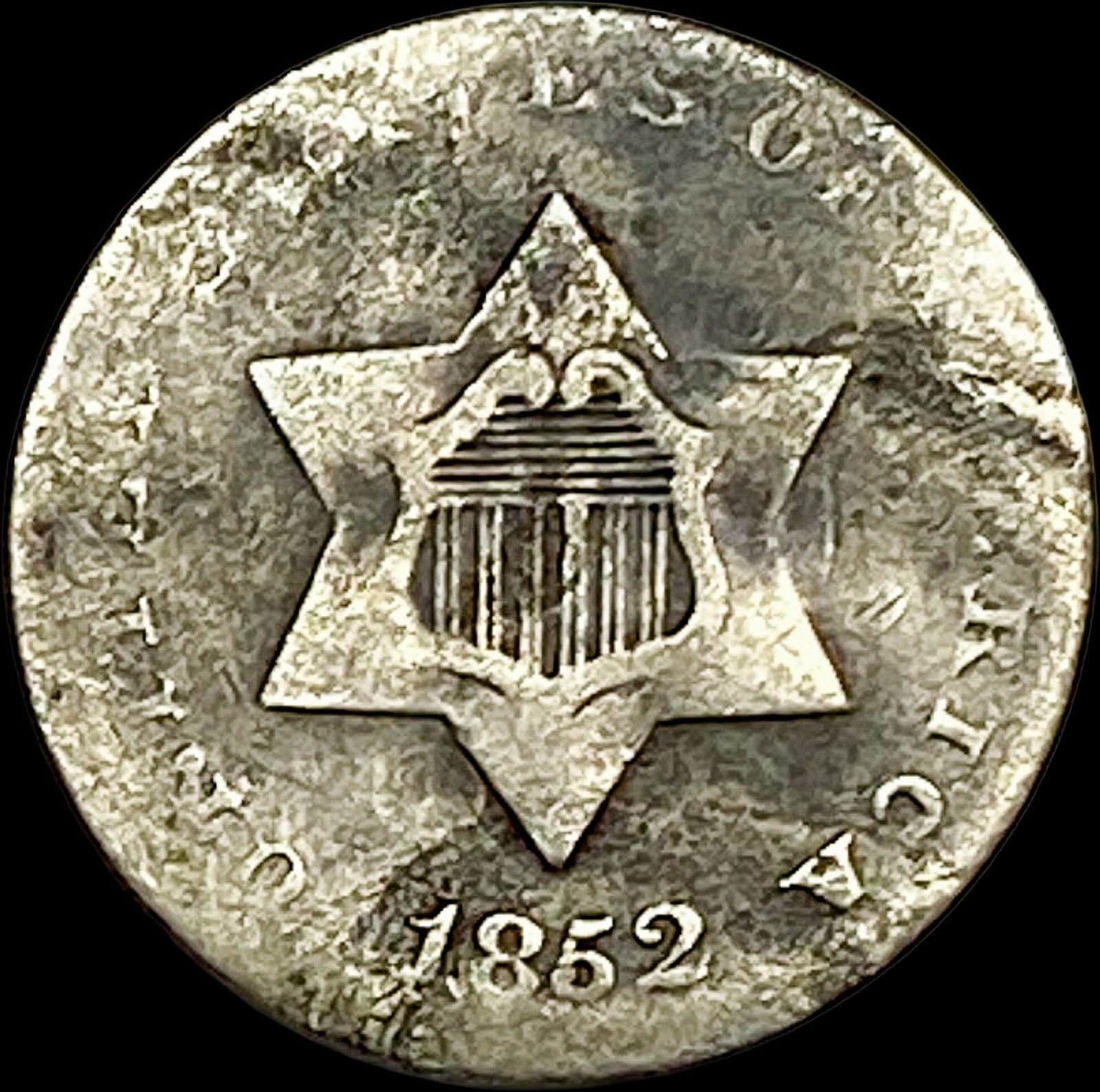 1852 Silver Three-Cent Piece NICELY CIRCULATED (1 of 2)