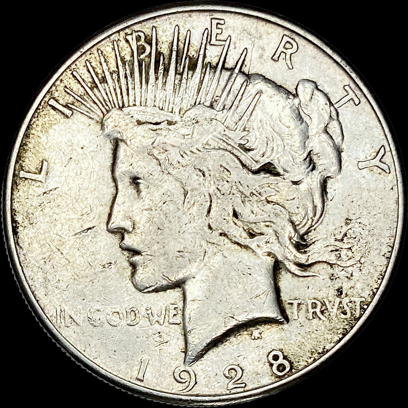 1928-S Silver Peace Dollar ABOUT UNCIRCULATED (1 of 2)