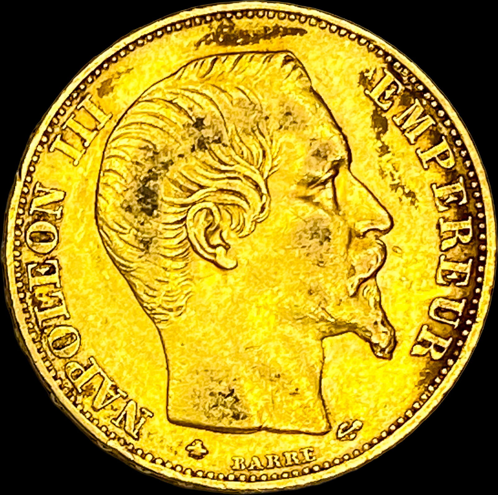 1859 .1867 AGW Gold 20 Francs Napoleon III France CLOSELY UNCIRCULATED (1 of 2)
