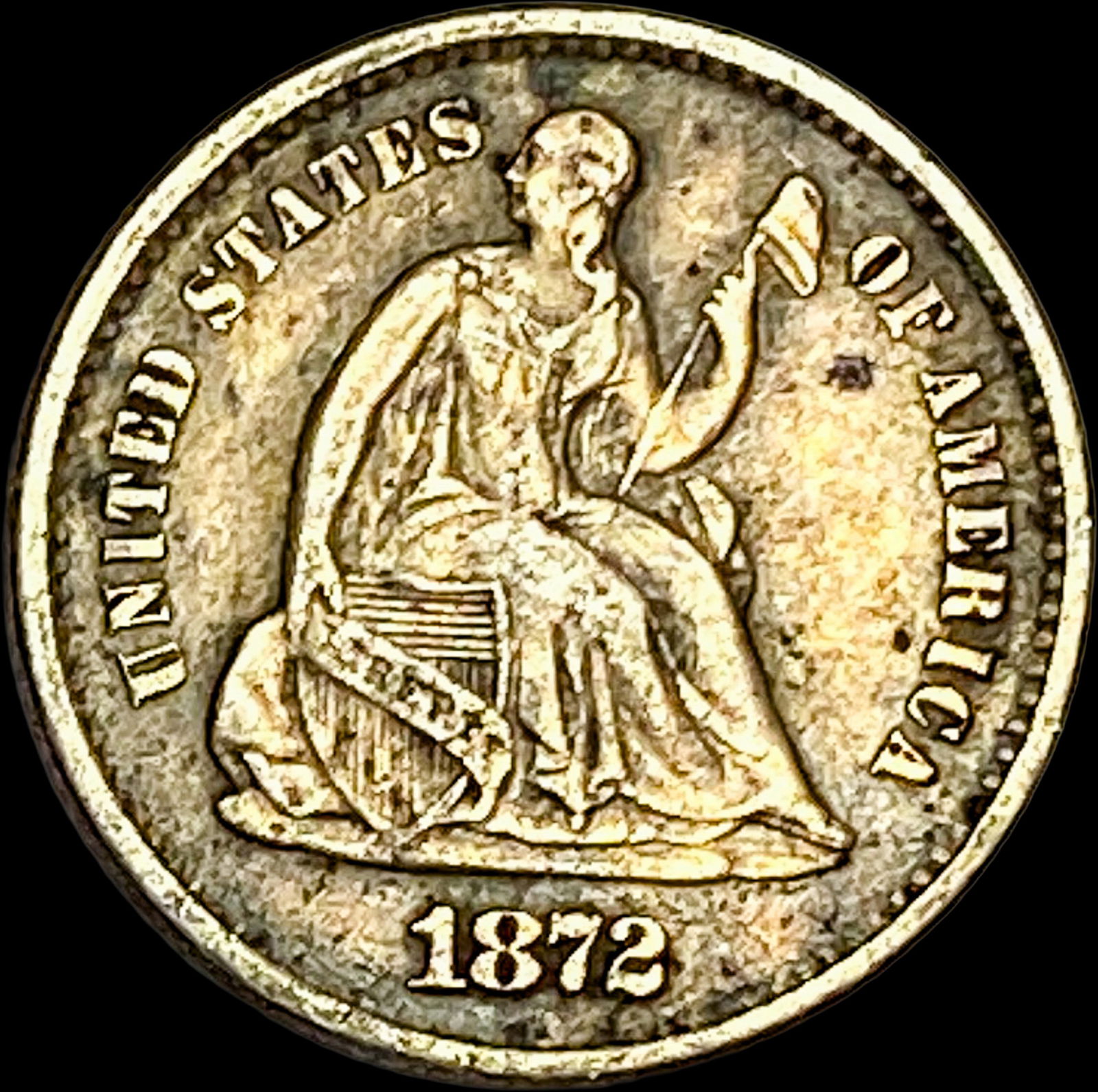 1872-S Silver Half Dime NEARLY UNCIRCULATED (1 of 2)