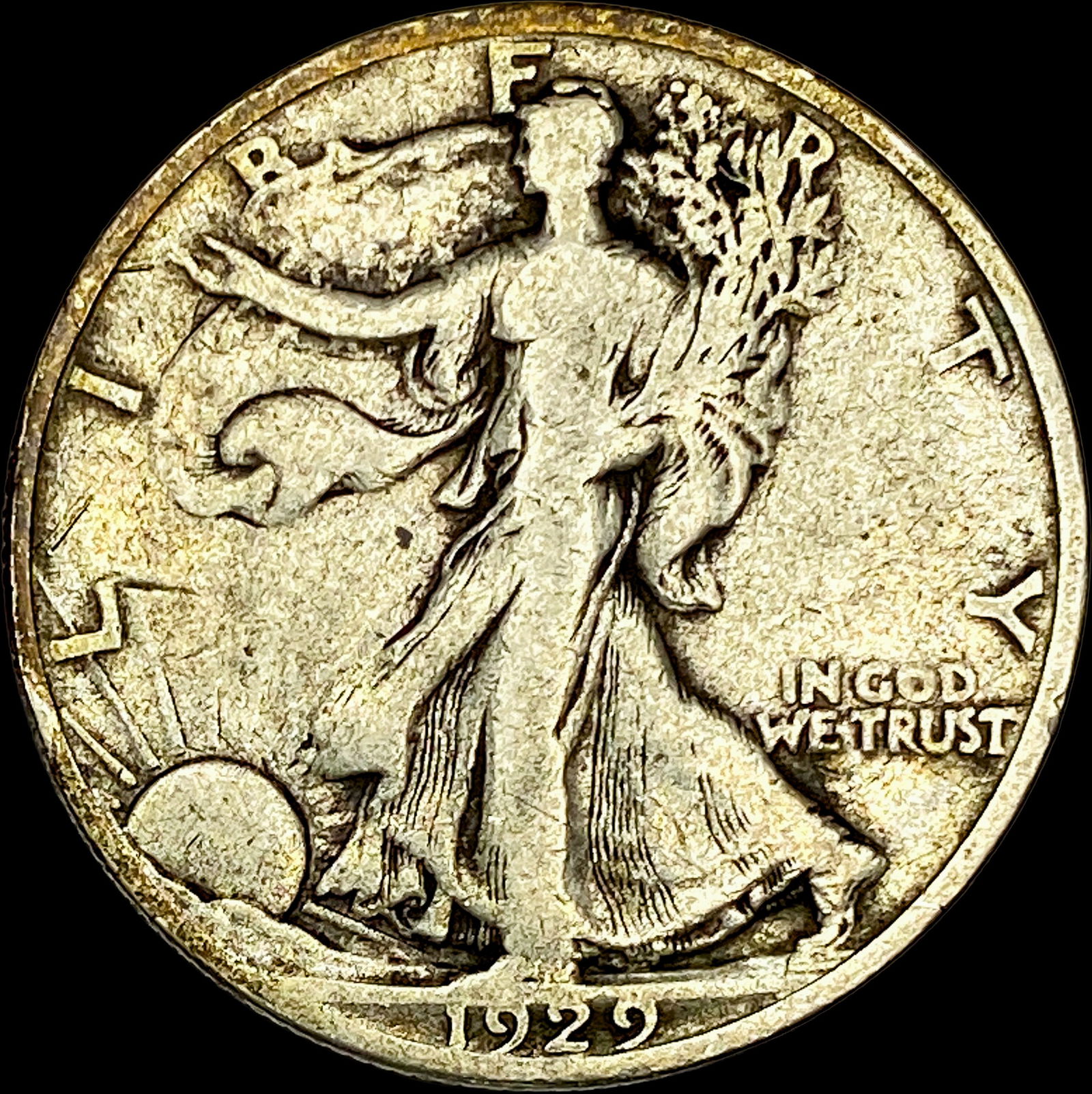 1929-S Silver Walking Liberty Half Dollar NICELY CIRCULATED (1 of 2)