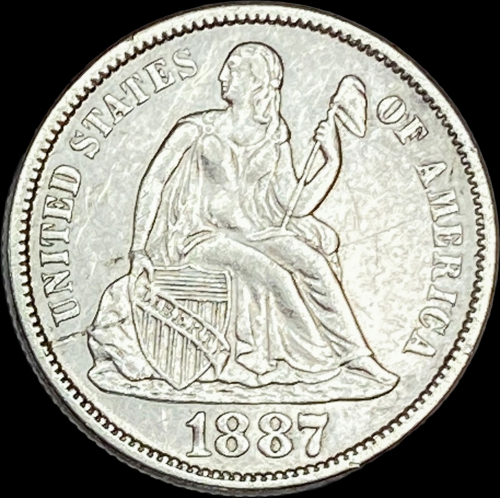 1887-S Silver Seated Liberty Dime CLOSELY UNCIRCULATED (1 of 2)