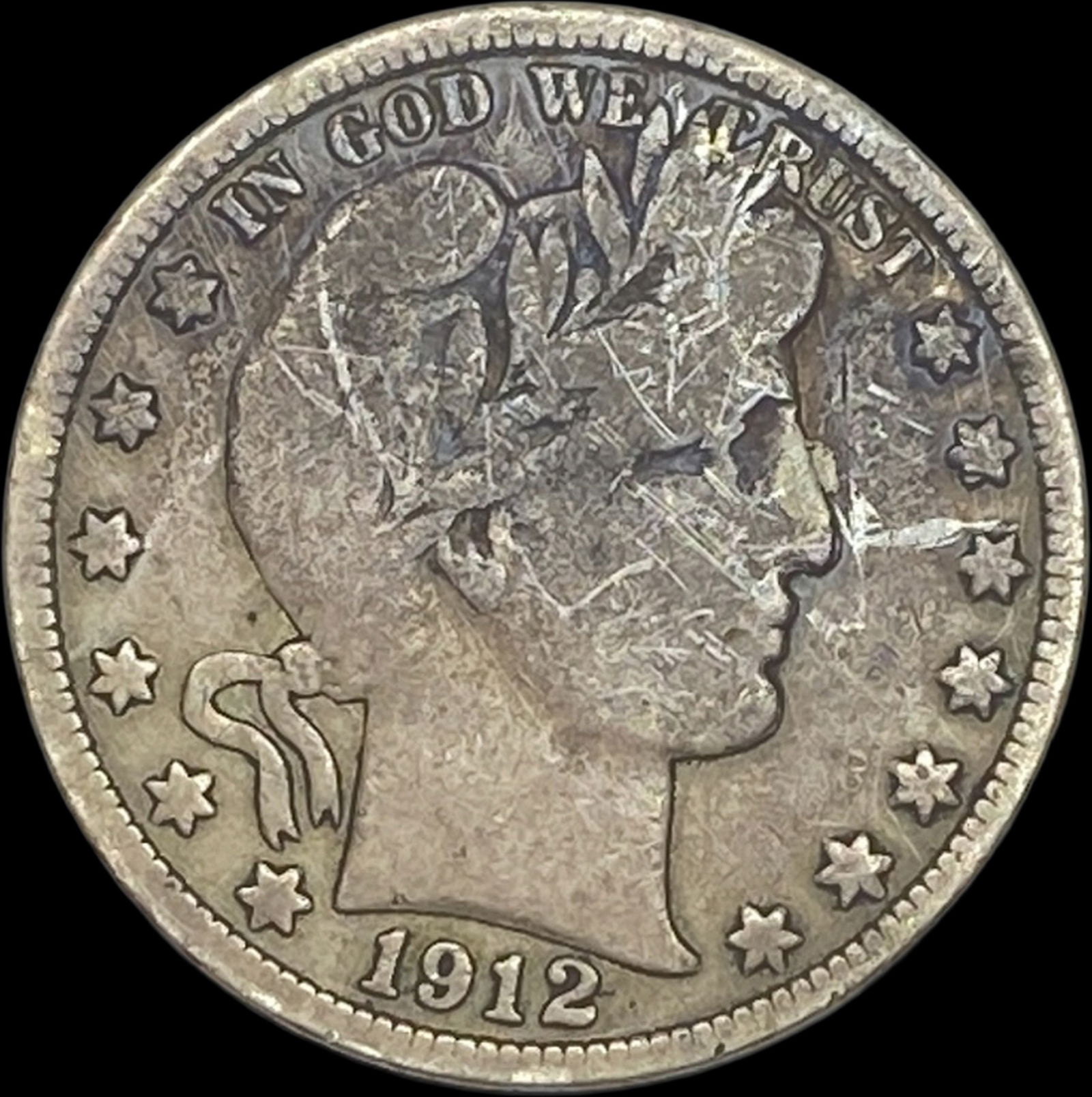 1912 Silver Half Dollar Barber NICELY CIRCULATED (1 of 2)