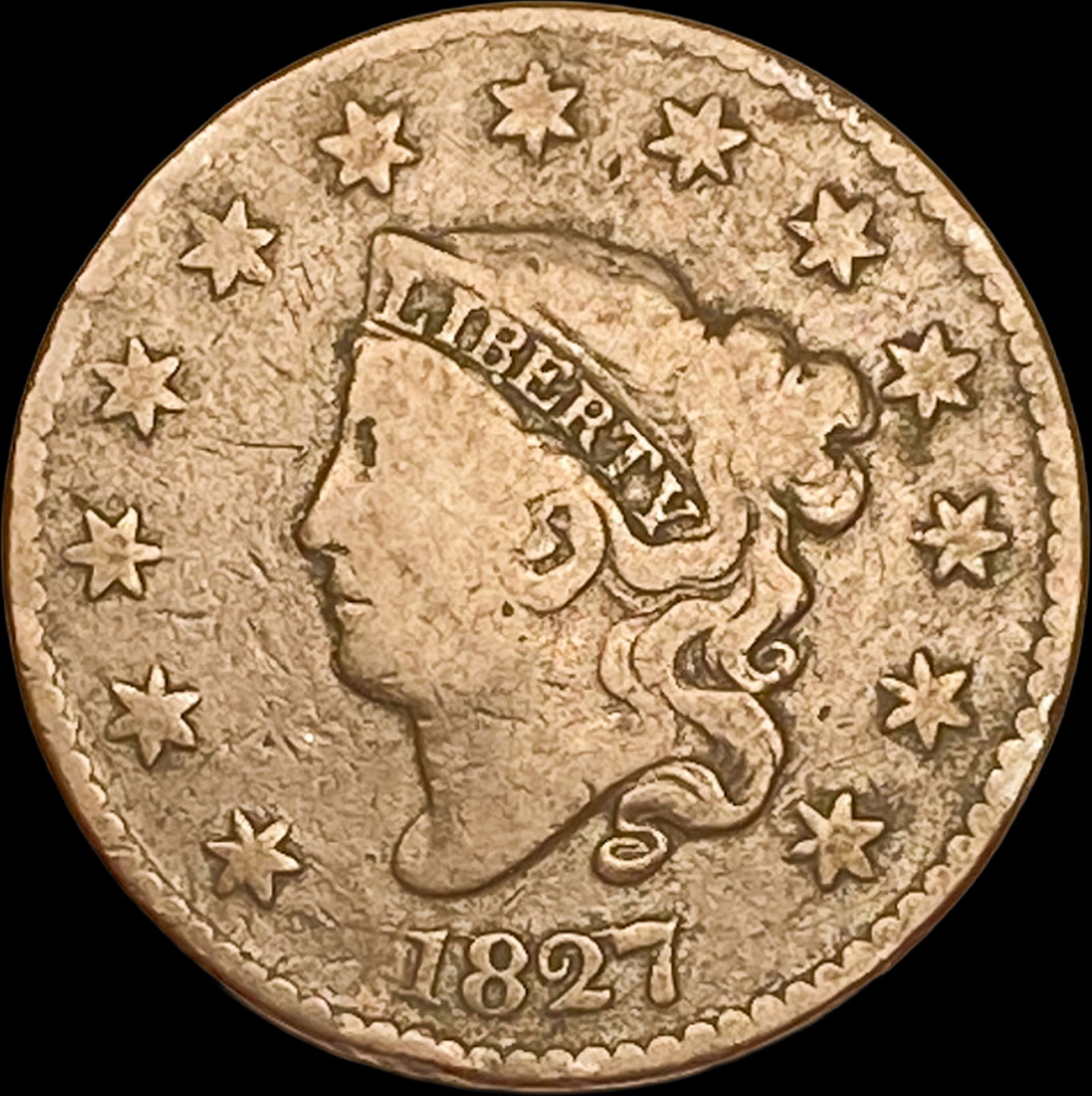 1827 Coronet Head Large Cent HIGH GRADE (1 of 2)