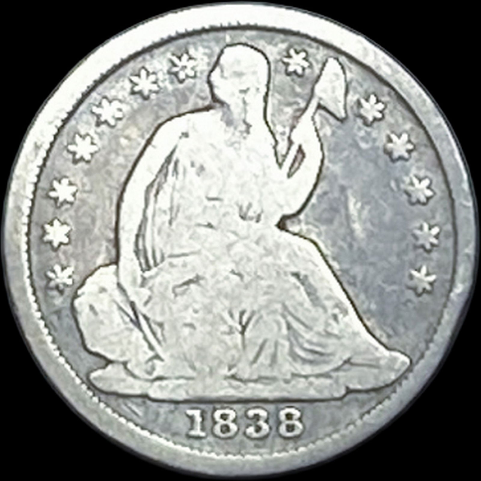 1838 No Drapery Silver Half Dime NICELY CIRCULATED (1 of 2)