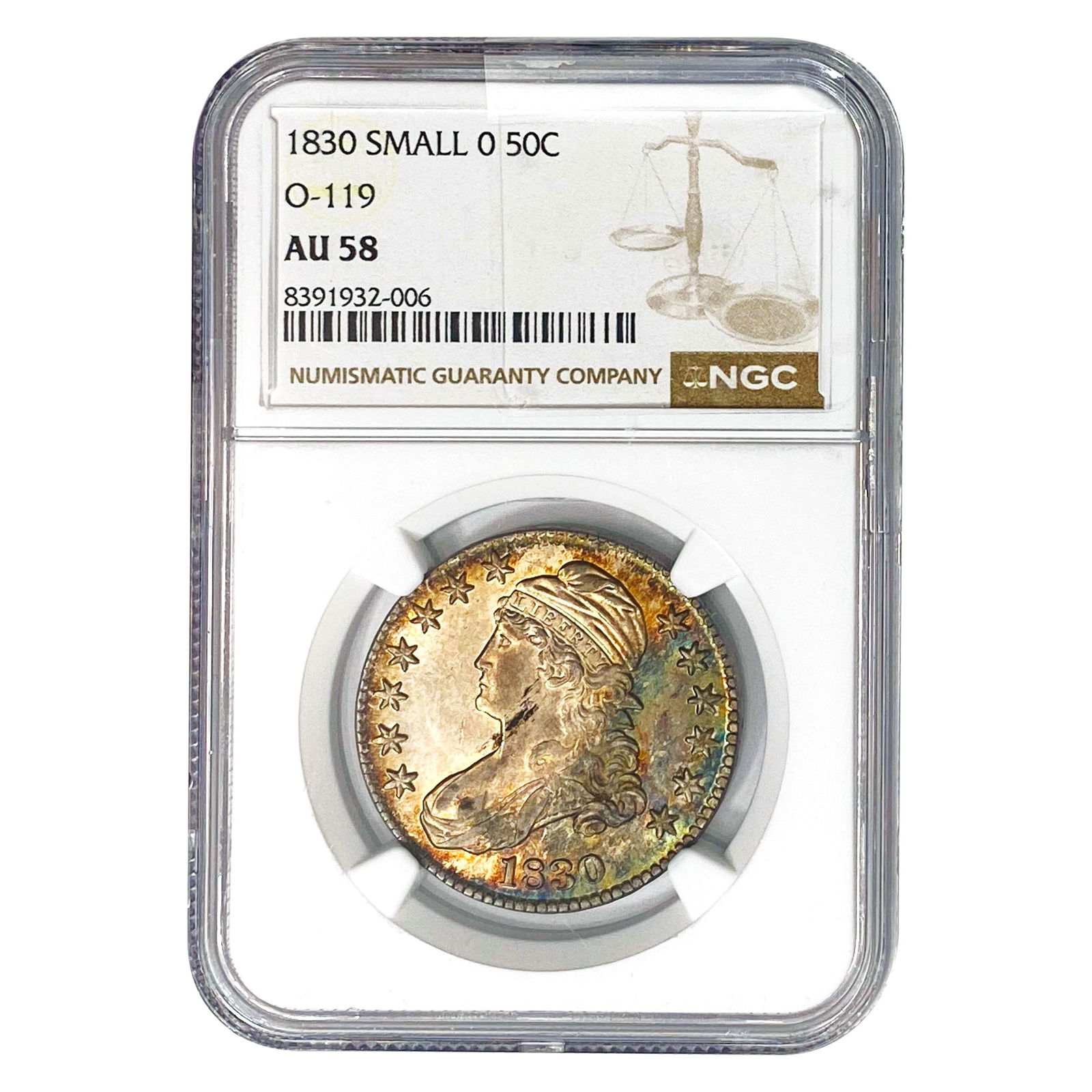 1830 Capped Bust Half Dollar NGC AU58 Sm. 0 O-119 (1 of 2)